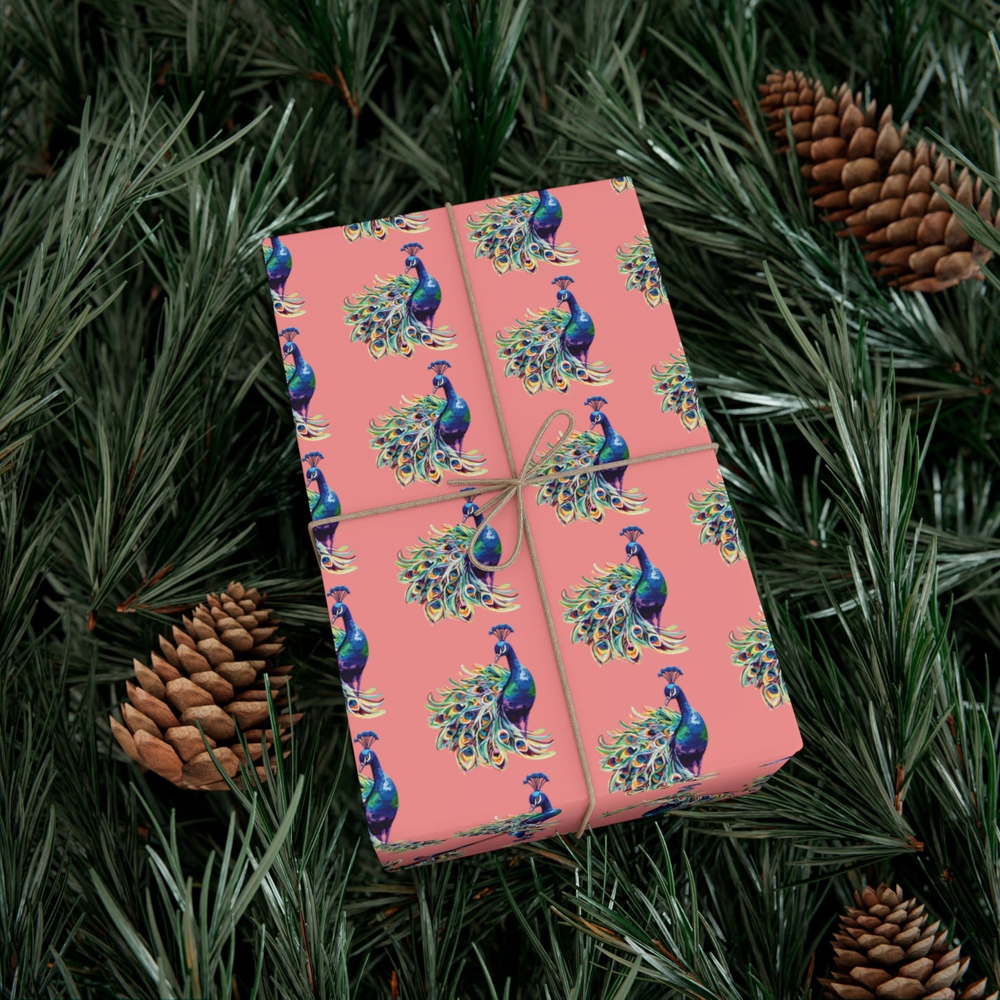 Whimsical Peacock Gift Wrap Papers - Vibrant Floral Design for All Occasions - Blue Cava