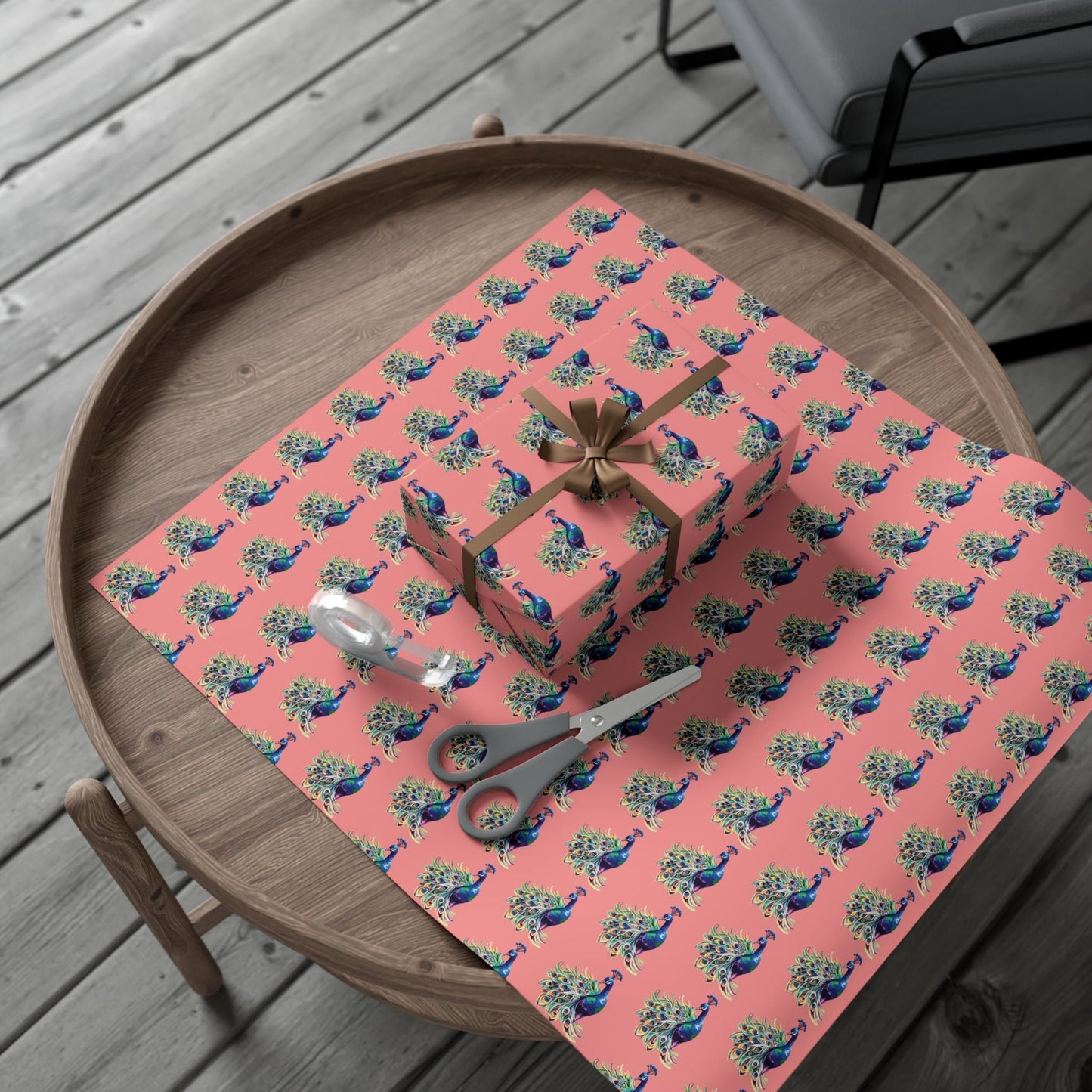 Whimsical Peacock Gift Wrap Papers - Vibrant Floral Design for All Occasions - Blue Cava