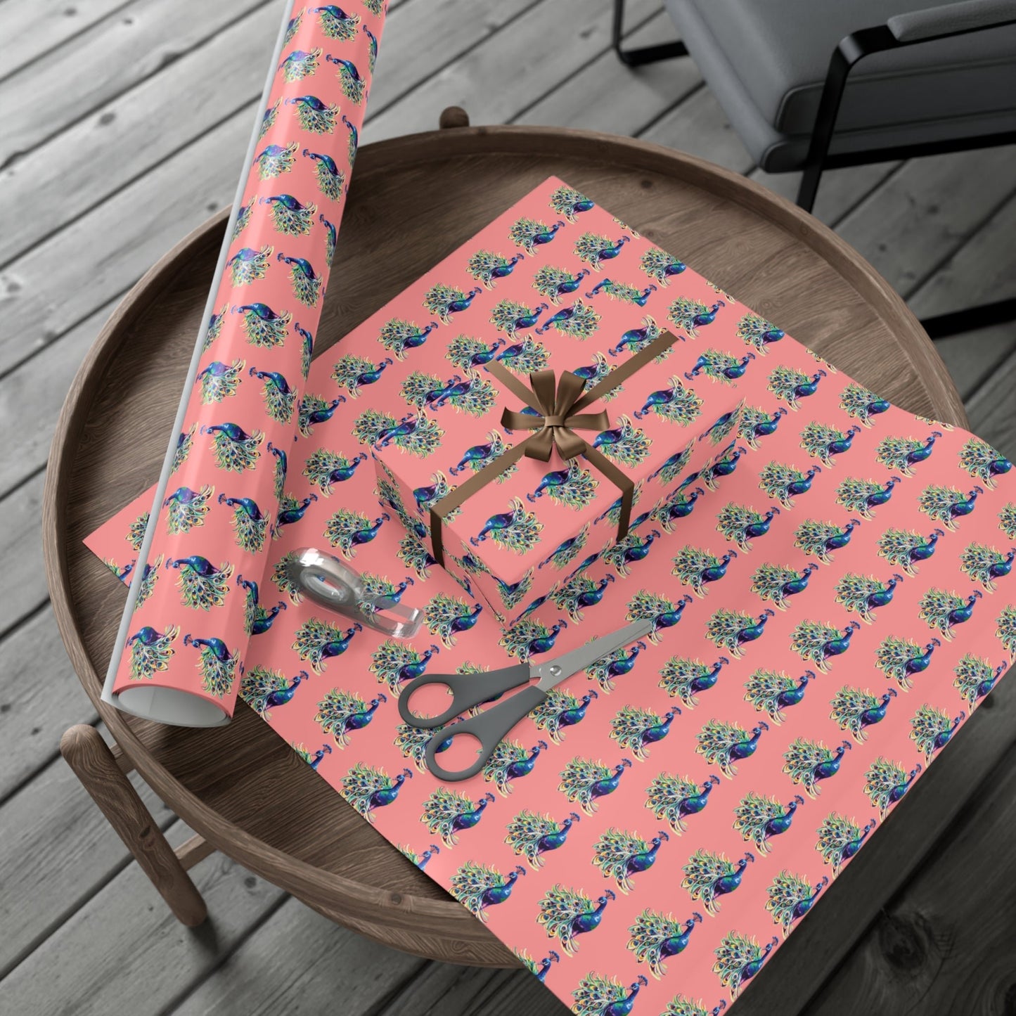Whimsical Peacock Gift Wrap Papers - Vibrant Floral Design for All Occasions - Blue Cava