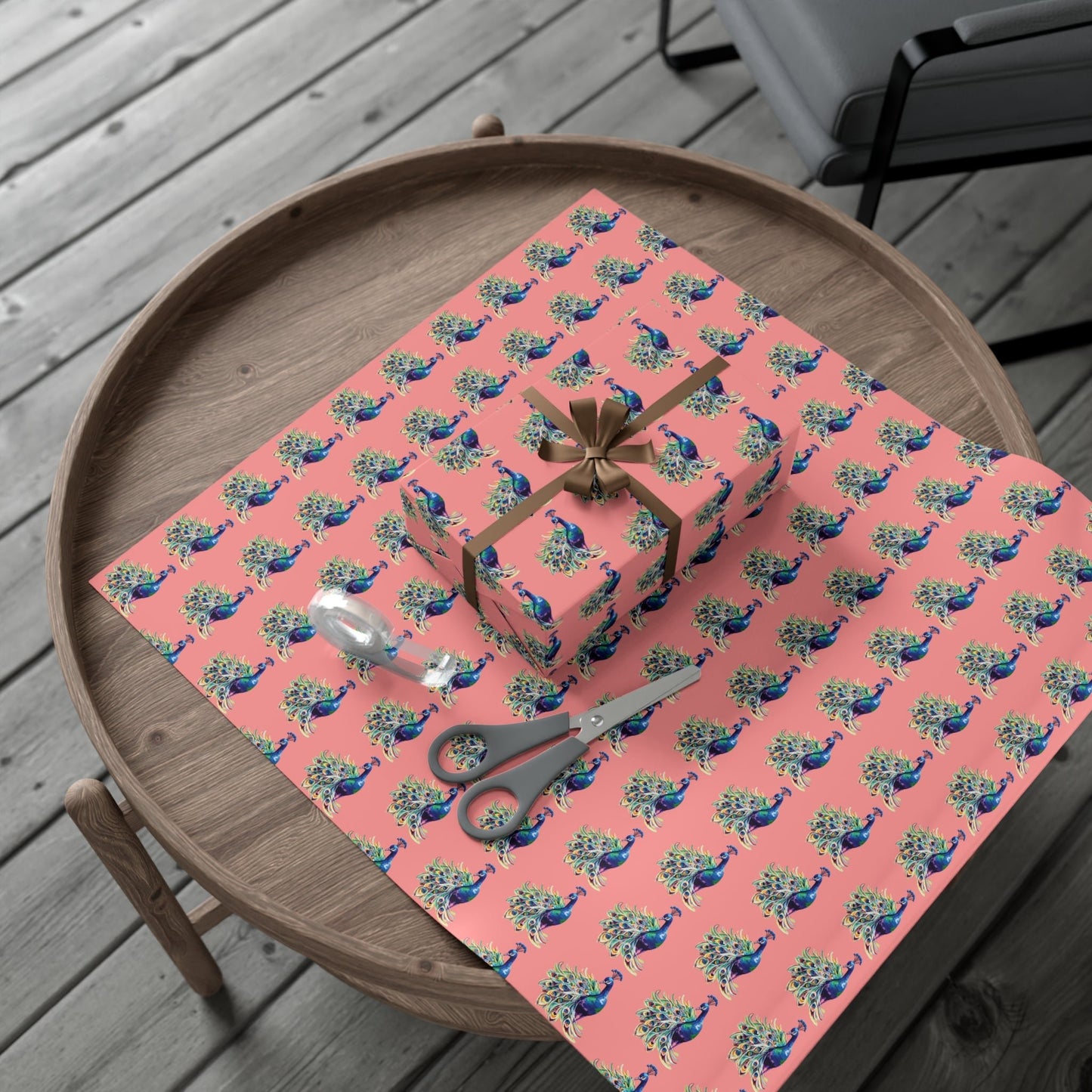 Whimsical Peacock Gift Wrap Papers - Vibrant Floral Design for All Occasions - Blue Cava