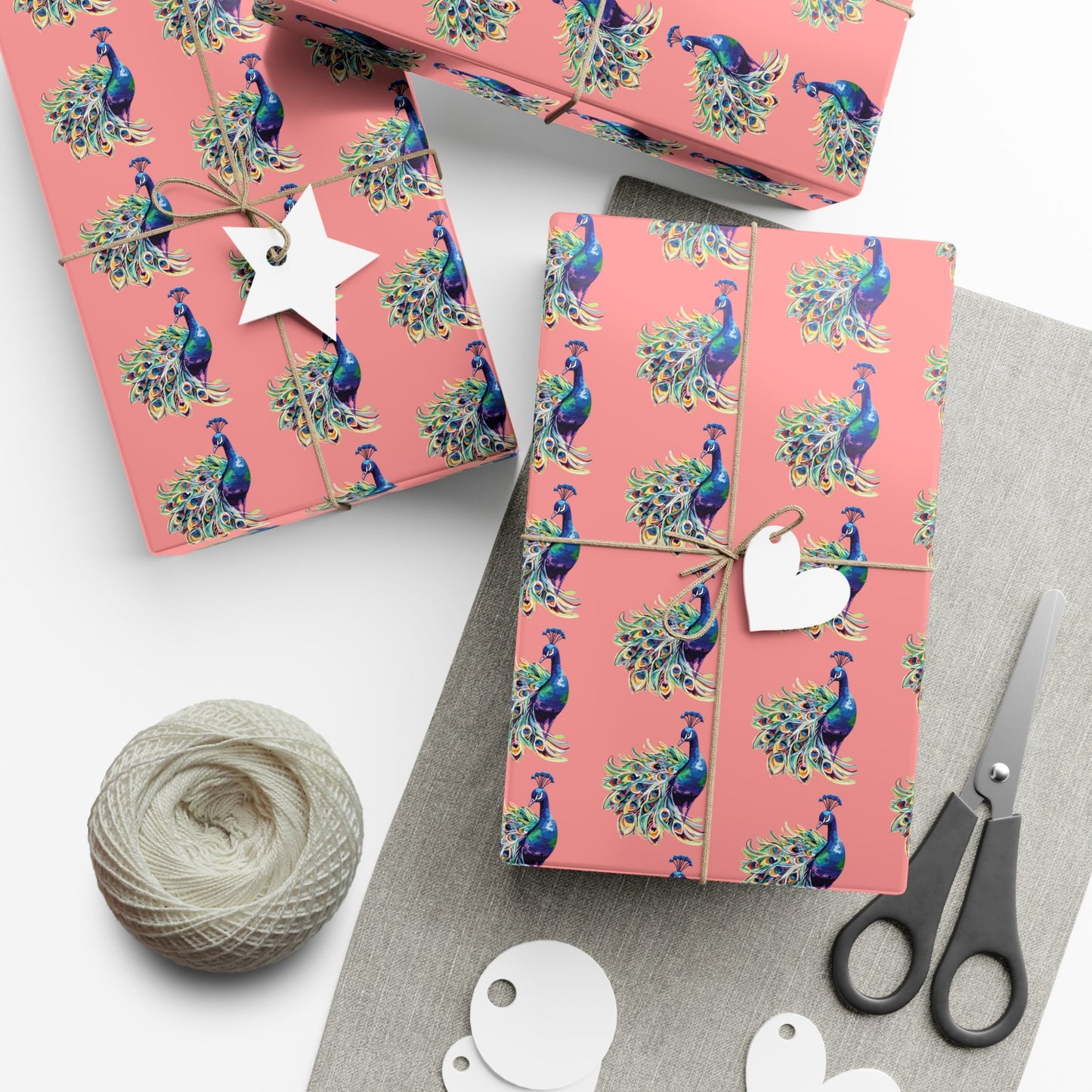 Whimsical Peacock Gift Wrap Papers - Vibrant Floral Design for All Occasions - Blue Cava