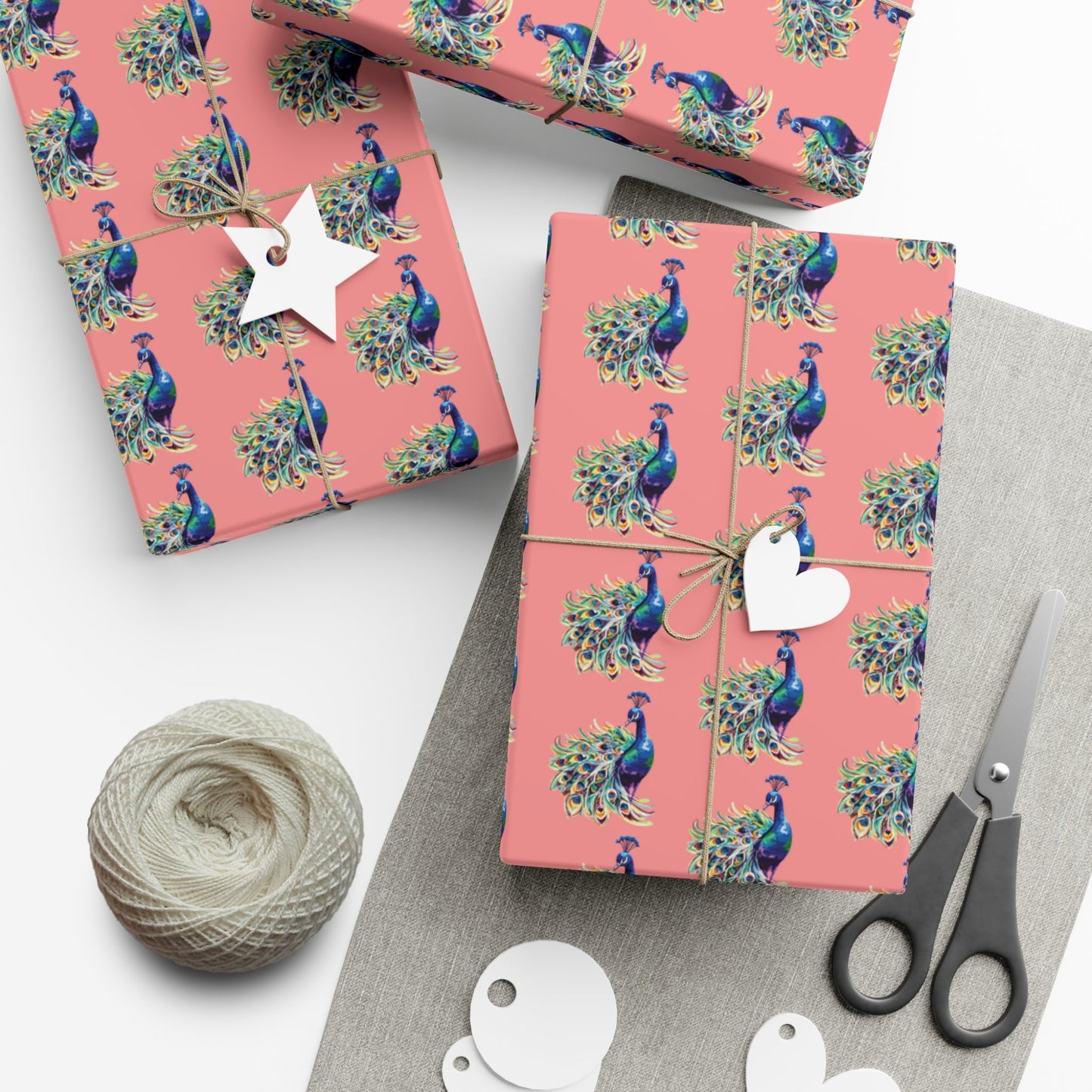 Whimsical Peacock Gift Wrap Papers - Vibrant Floral Design for All Occasions - Blue Cava