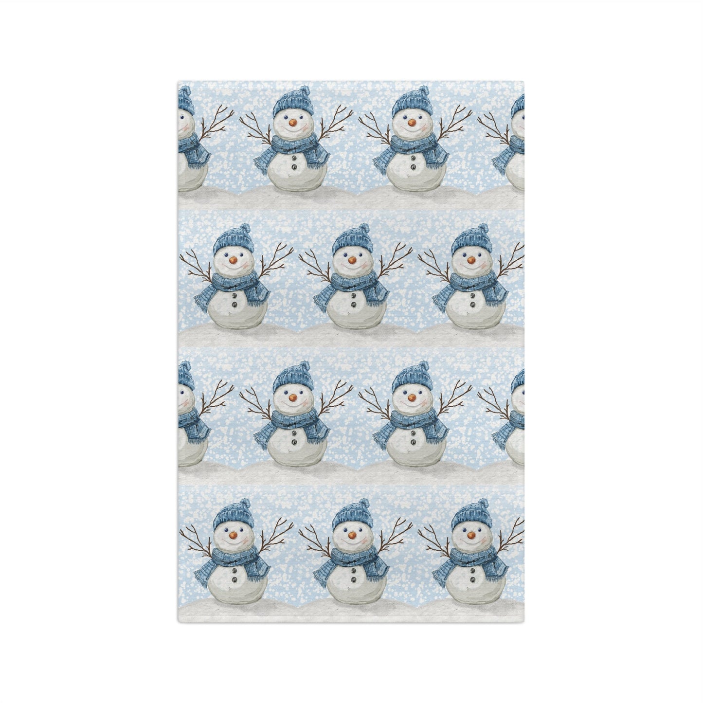 Winter Snowman Microfiber Waffle Towel - Blue Cava