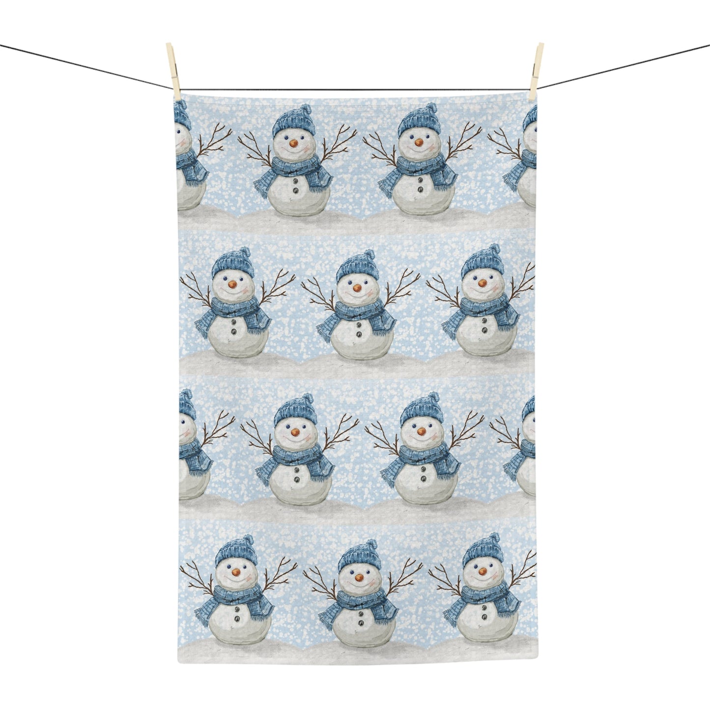 Winter Snowman Microfiber Waffle Towel - Blue Cava