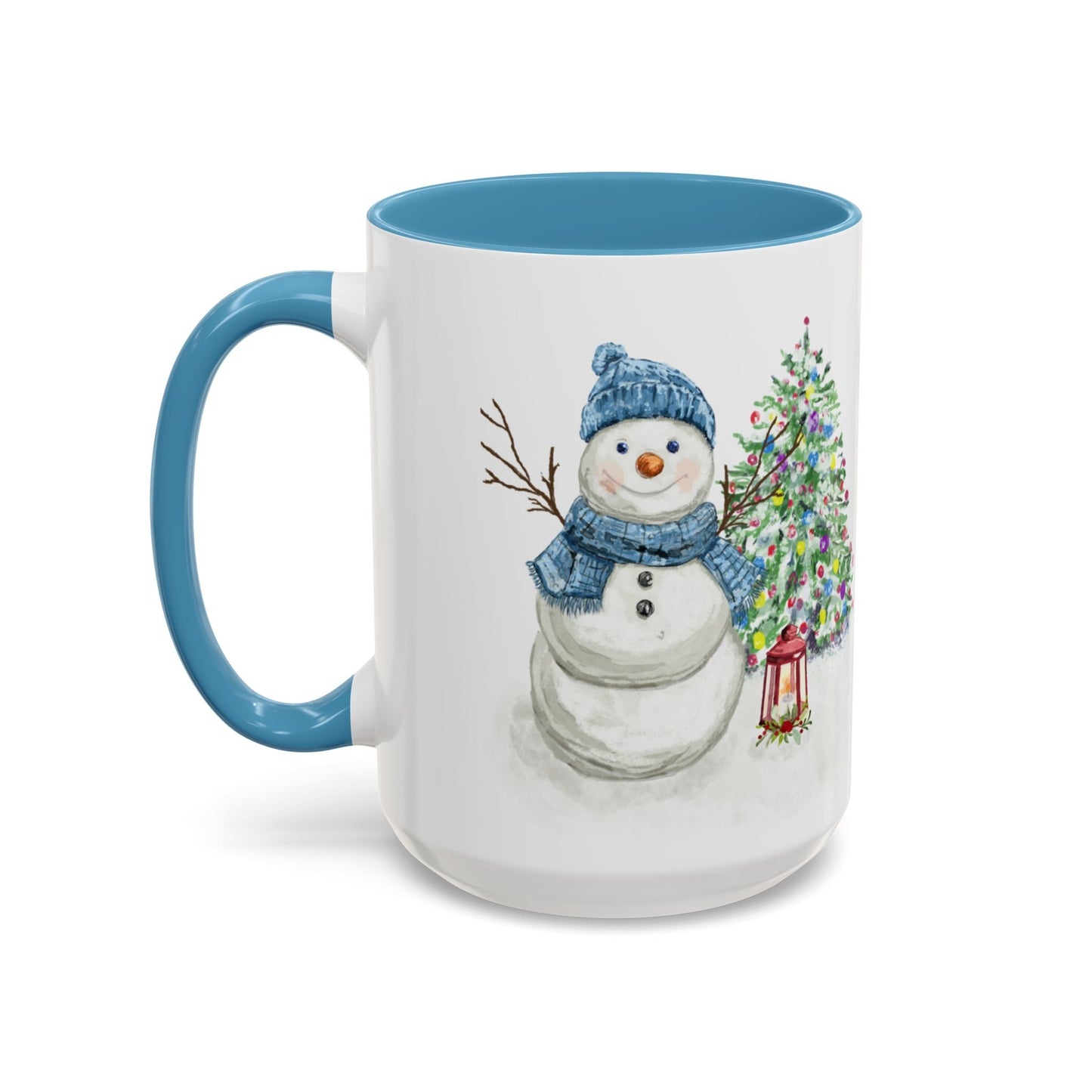 Winter Wonderland Two Tone Coffee Mug, Christmas Gift, Snowman Mug - Blue Cava