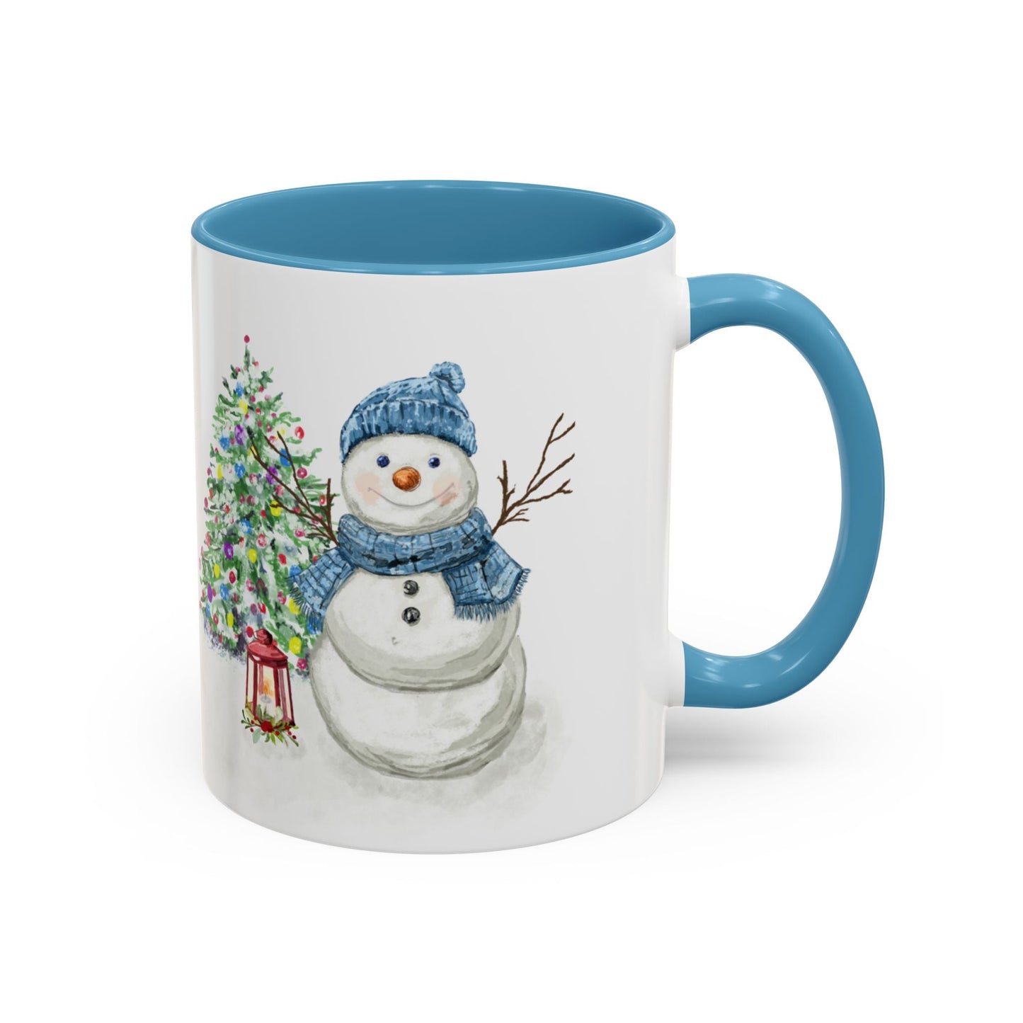Winter Wonderland Two Tone Coffee Mug, Christmas Gift, Snowman Mug - Blue Cava