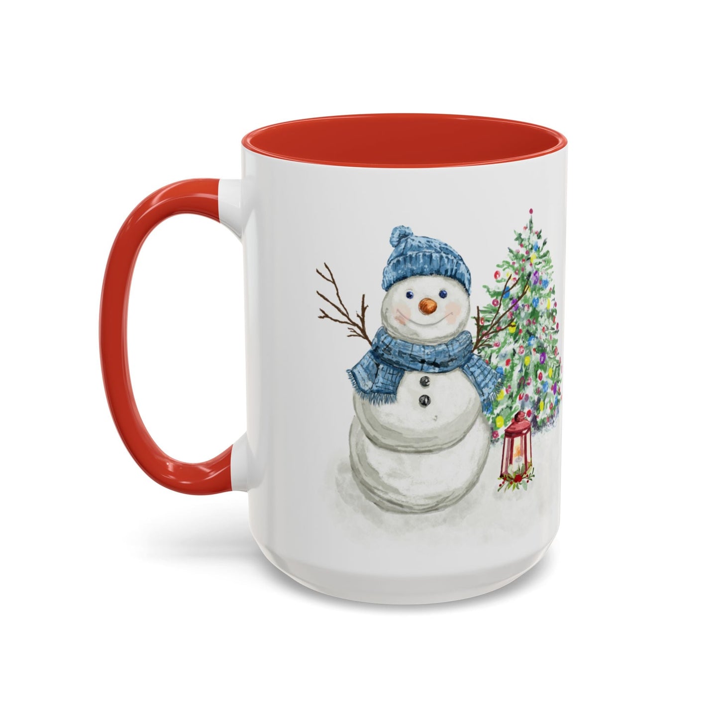 Winter Wonderland Two Tone Coffee Mug, Christmas Gift, Snowman Mug - Blue Cava