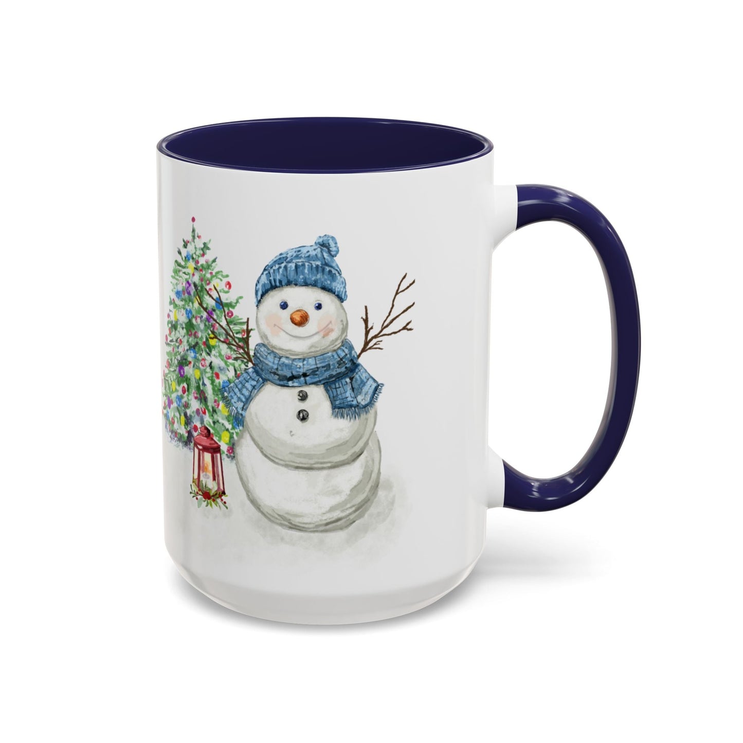 Winter Wonderland Two Tone Coffee Mug, Christmas Gift, Snowman Mug - Blue Cava