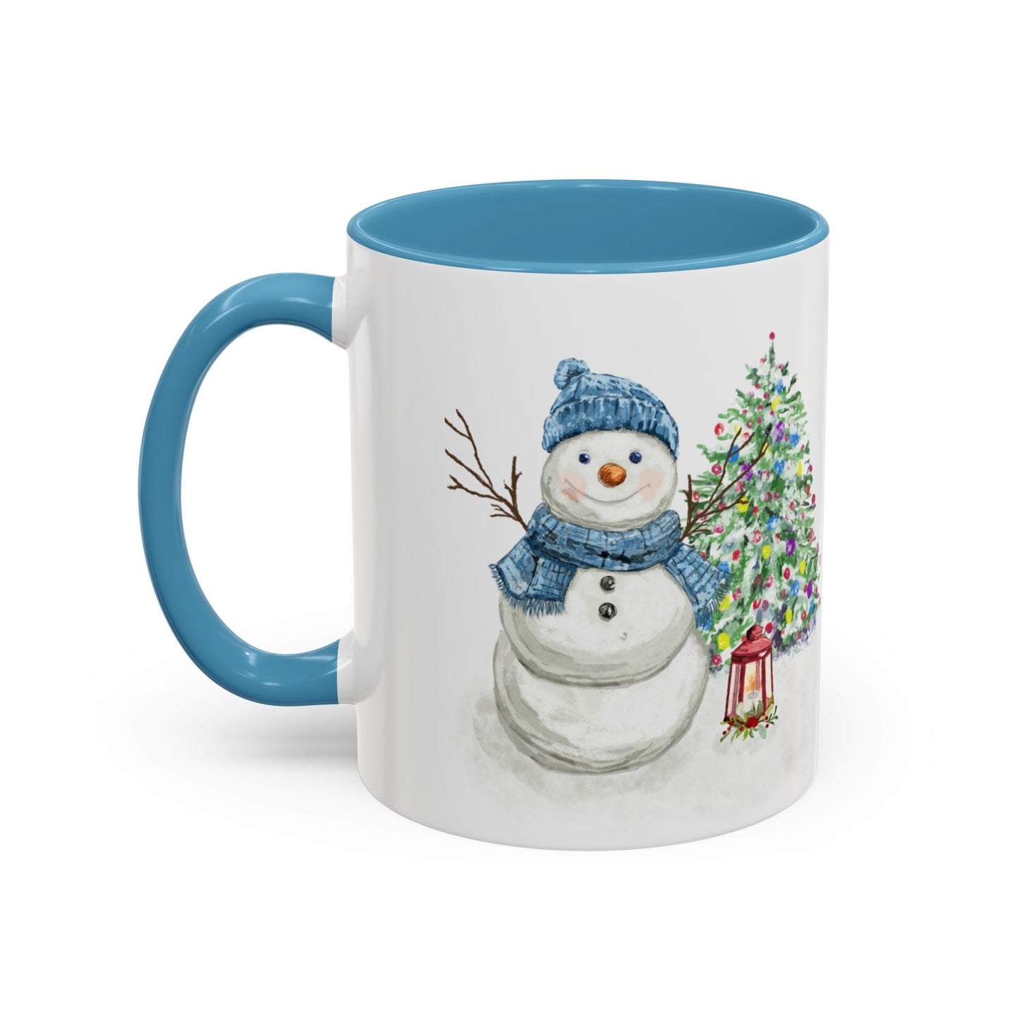 Winter Wonderland Two Tone Coffee Mug, Christmas Gift, Snowman Mug - Blue Cava