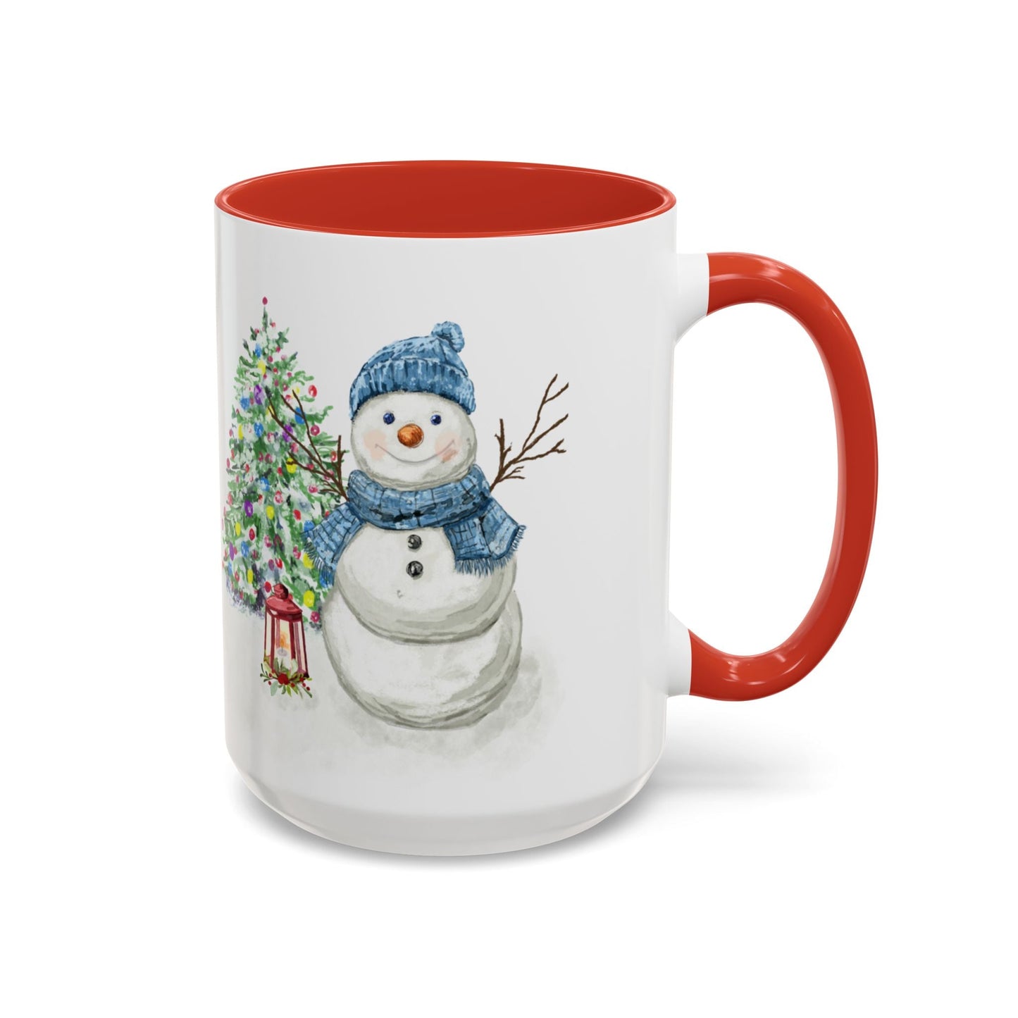 Winter Wonderland Two Tone Coffee Mug, Christmas Gift, Snowman Mug - Blue Cava