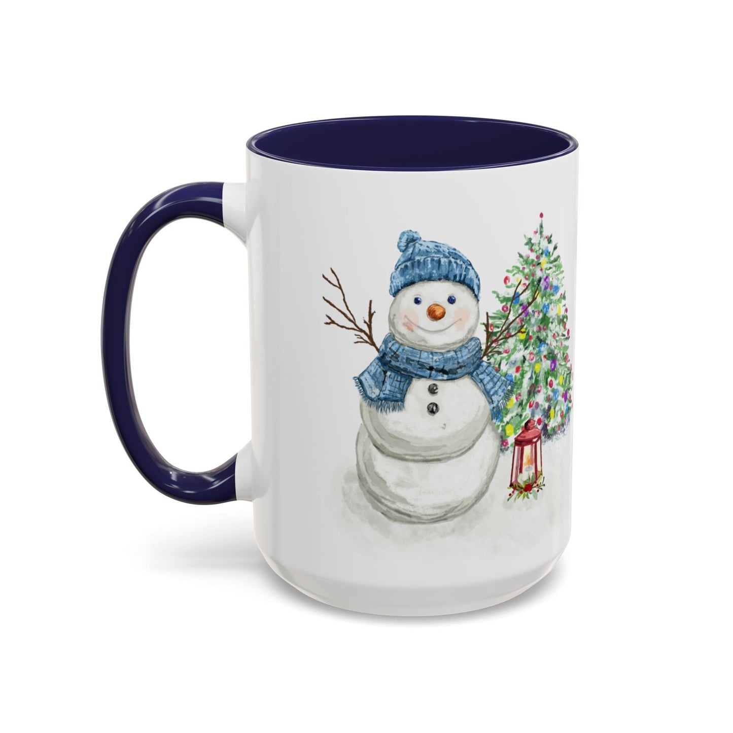 Winter Wonderland Two Tone Coffee Mug, Christmas Gift, Snowman Mug - Blue Cava
