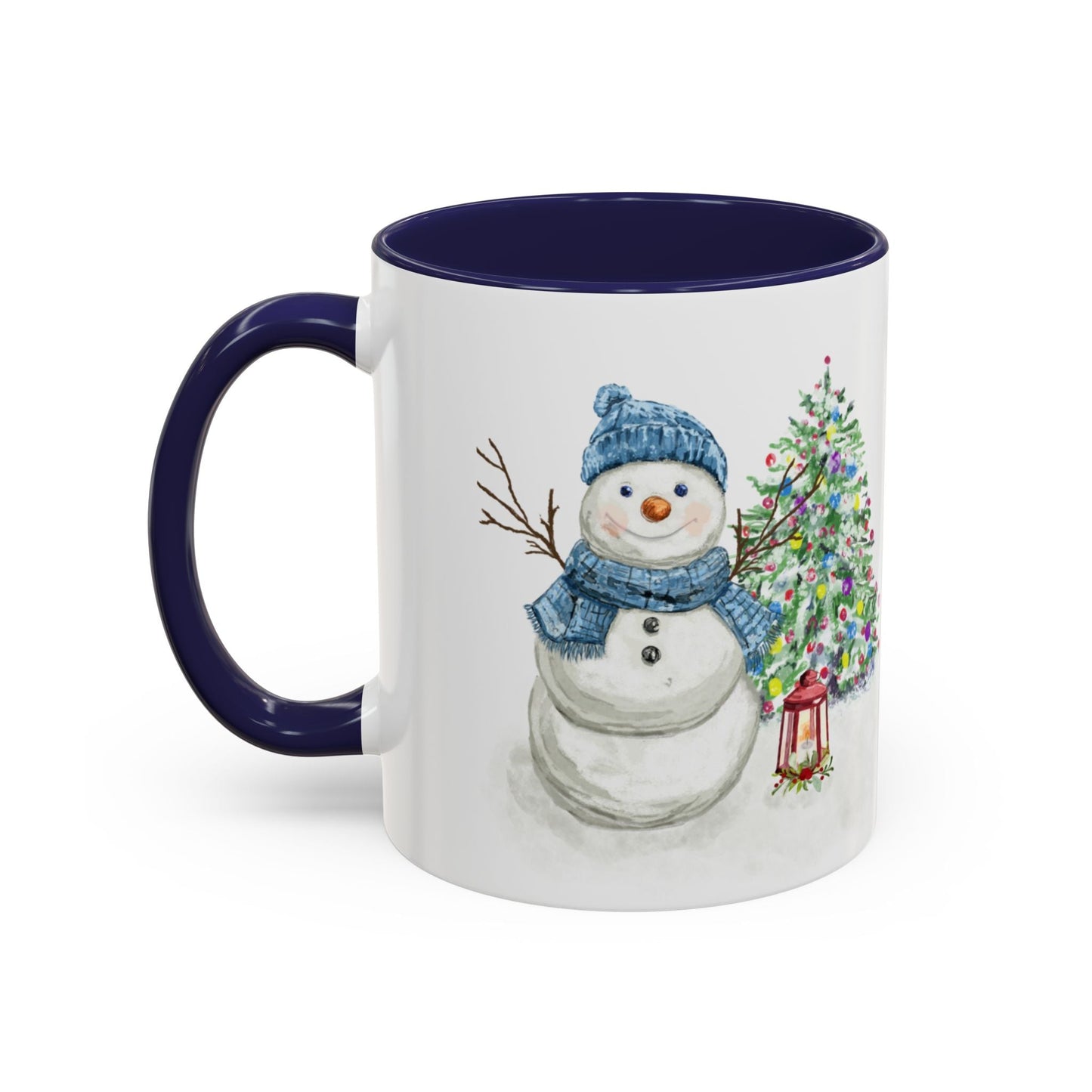 Winter Wonderland Two Tone Coffee Mug, Christmas Gift, Snowman Mug - Blue Cava