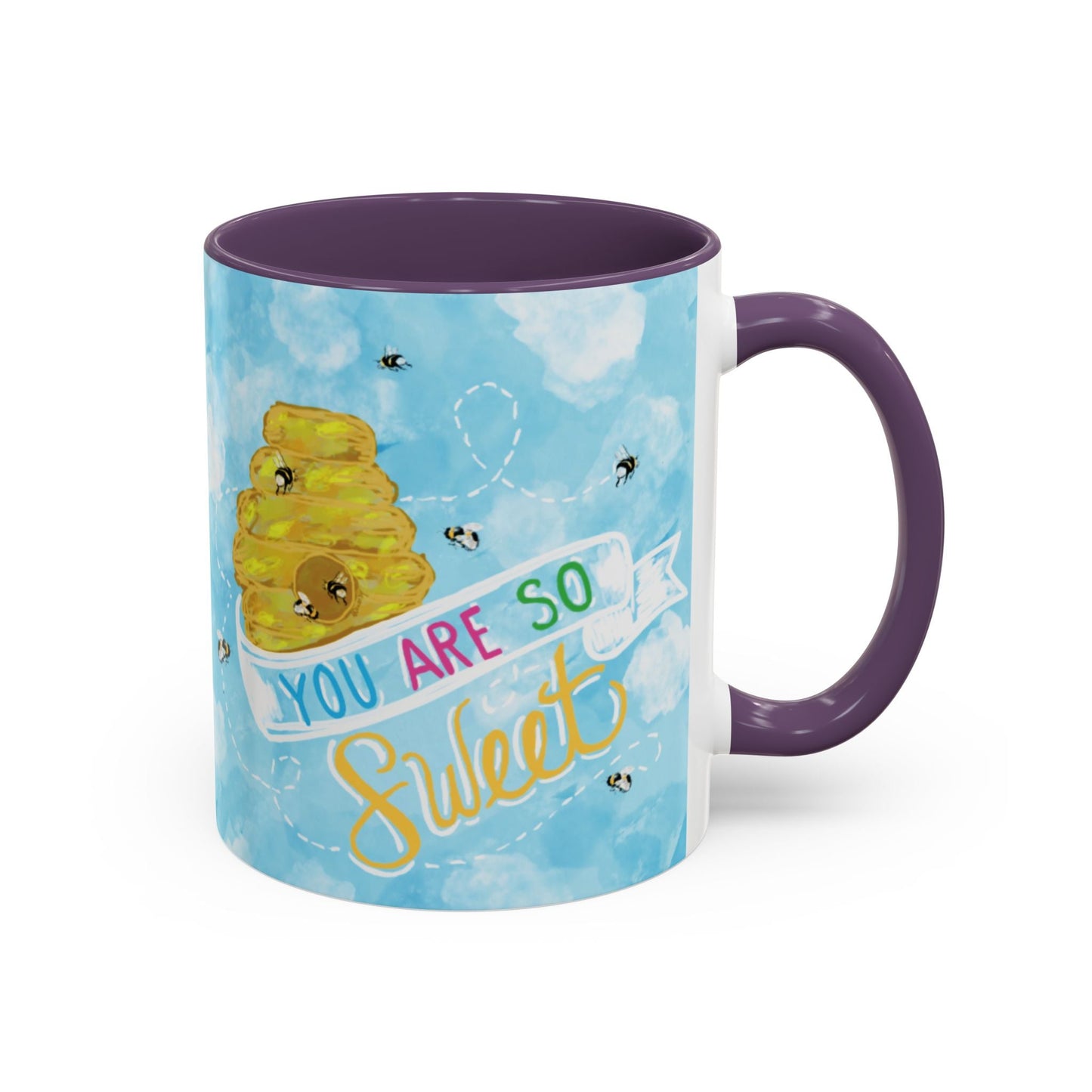 You Are So Sweet Bee Two Tone Ceramic Mug - 11 oz & 15 oz - Blue Cava