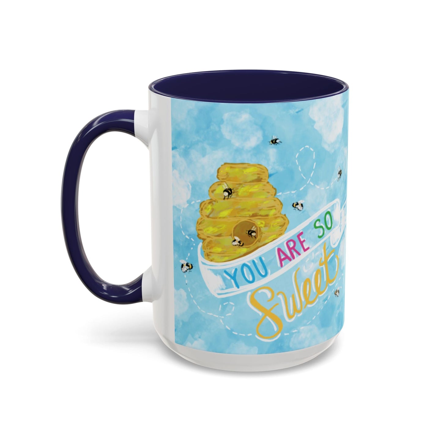 You Are So Sweet Bee Two Tone Ceramic Mug - 11 oz & 15 oz - Blue Cava