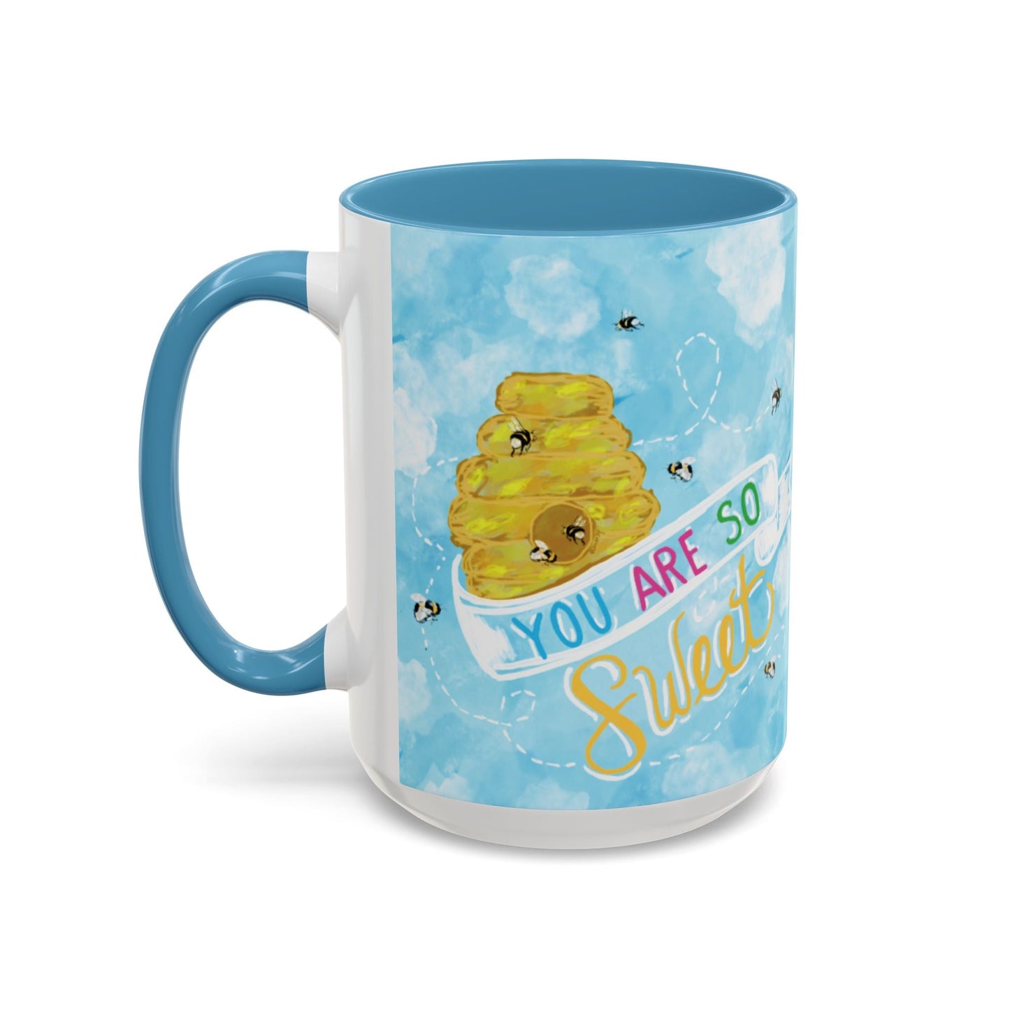 You Are So Sweet Bee Two Tone Ceramic Mug - 11 oz & 15 oz - Blue Cava