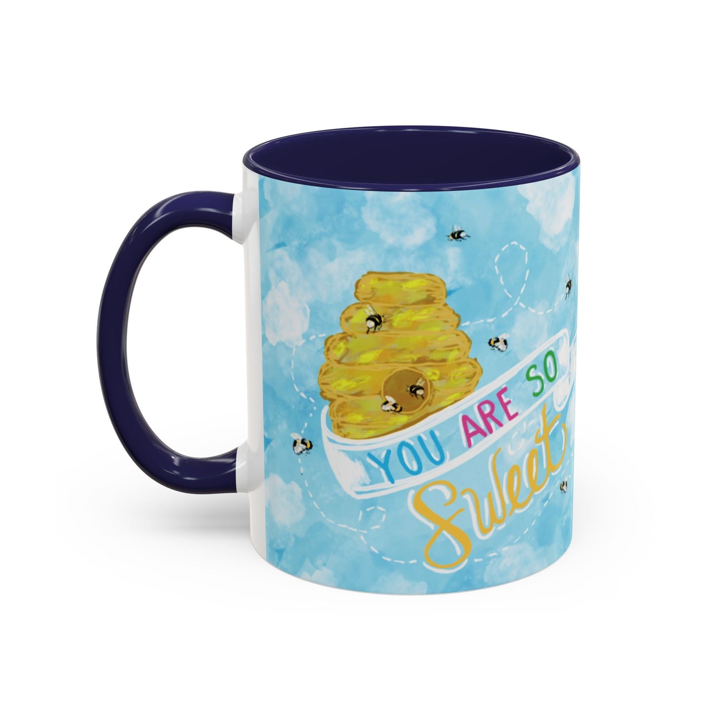 You Are So Sweet Bee Two Tone Ceramic Mug - 11 oz & 15 oz - Blue Cava