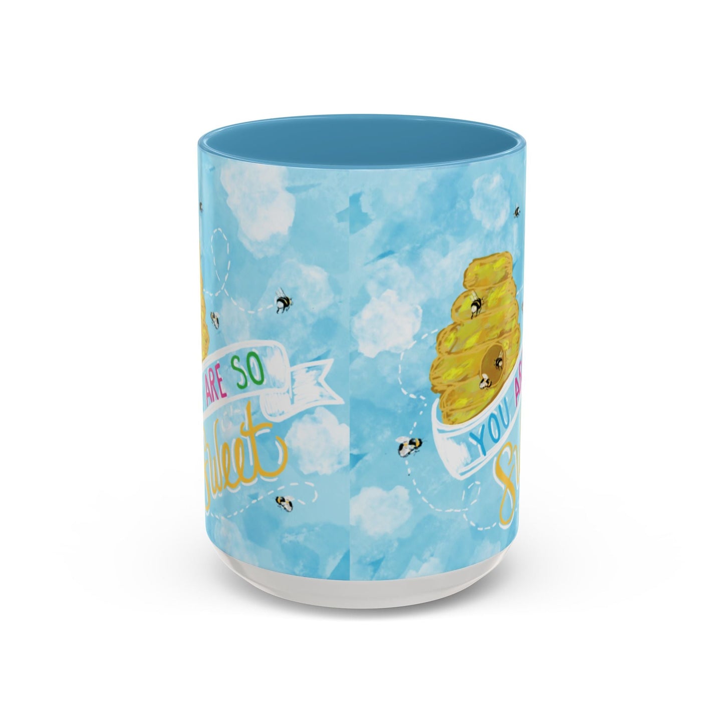 You Are So Sweet Bee Two Tone Ceramic Mug - 11 oz & 15 oz - Blue Cava