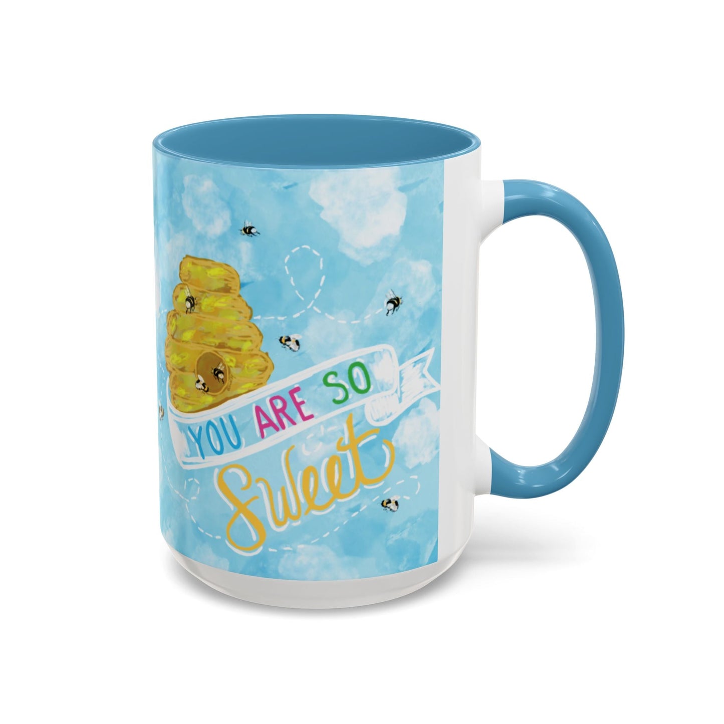 You Are So Sweet Bee Two Tone Ceramic Mug - 11 oz & 15 oz - Blue Cava