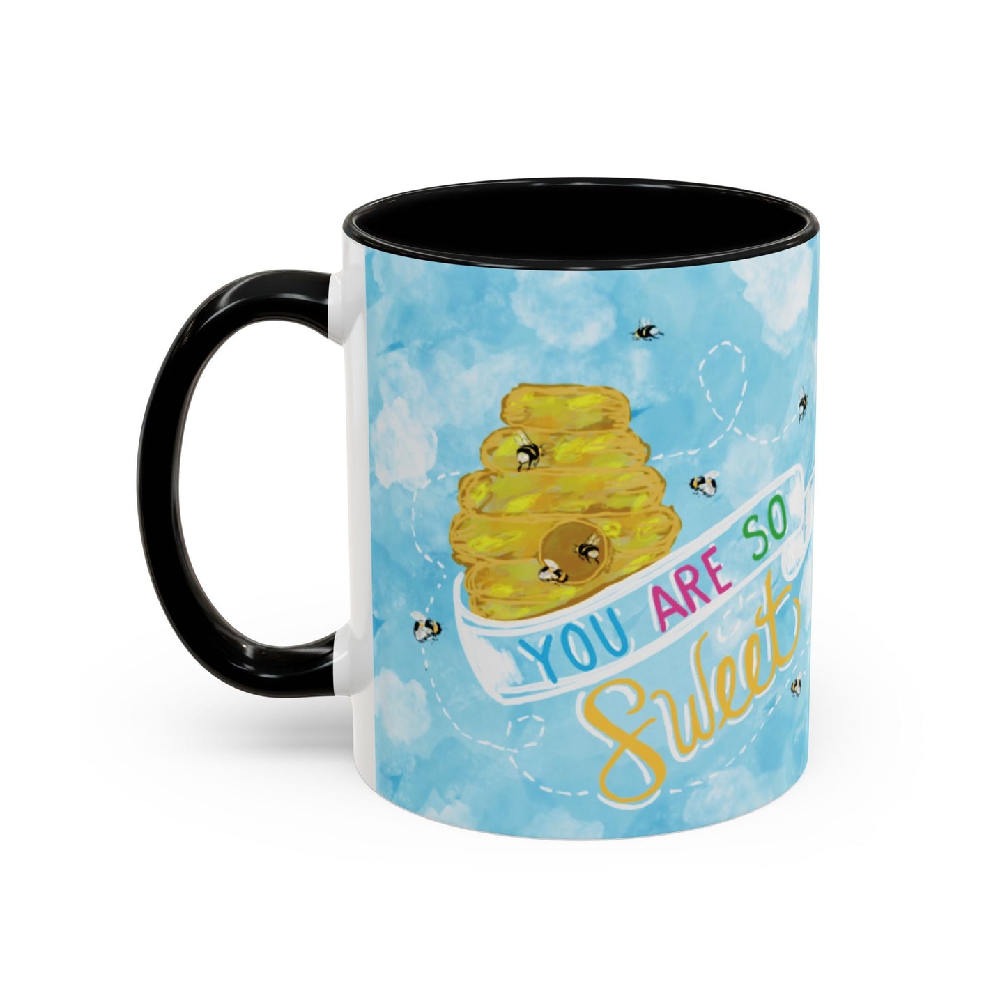 You Are So Sweet Bee Two Tone Ceramic Mug - 11 oz & 15 oz - Blue Cava