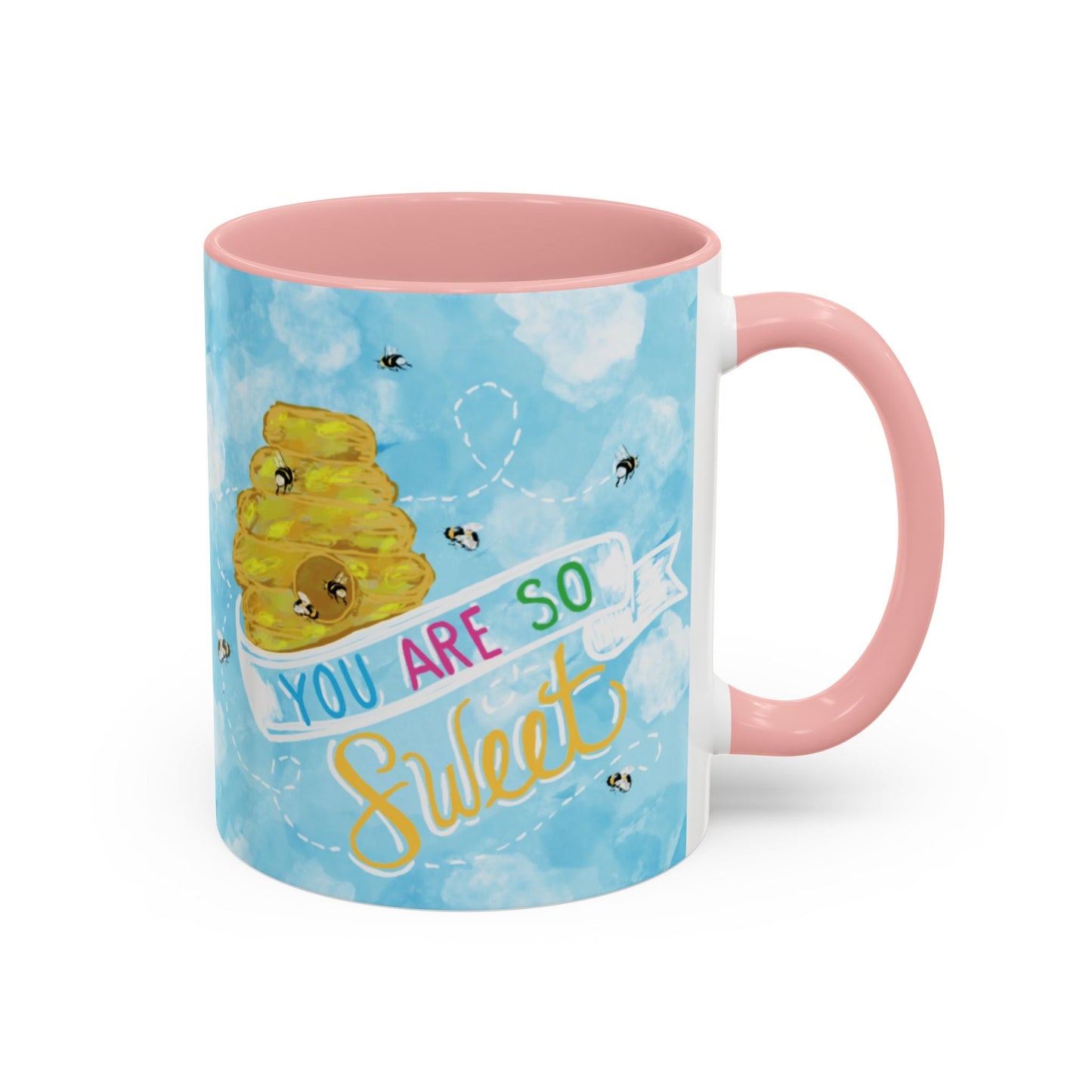 You Are So Sweet Bee Two Tone Ceramic Mug - 11 oz & 15 oz - Blue Cava