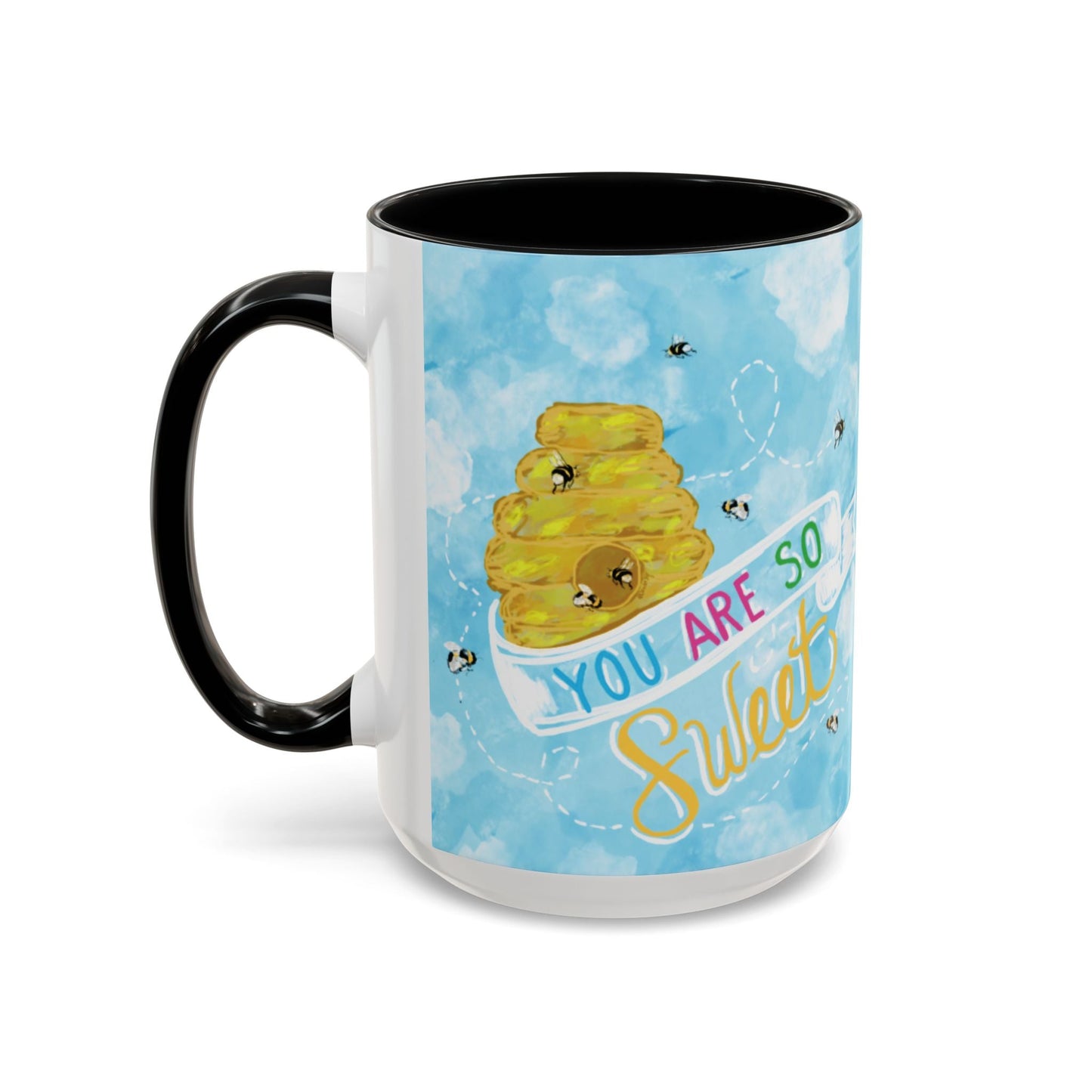 You Are So Sweet Bee Two Tone Ceramic Mug - 11 oz & 15 oz - Blue Cava