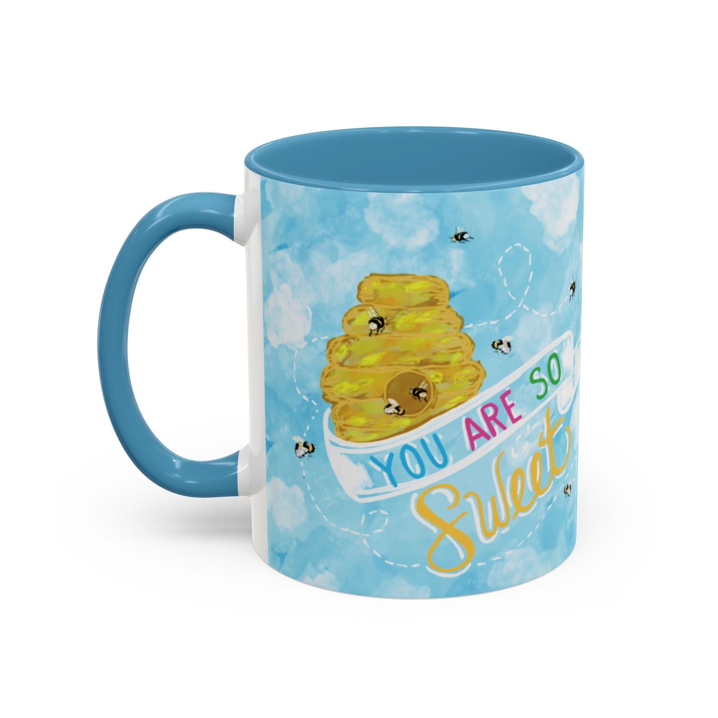 You Are So Sweet Bee Two Tone Ceramic Mug - 11 oz & 15 oz - Blue Cava