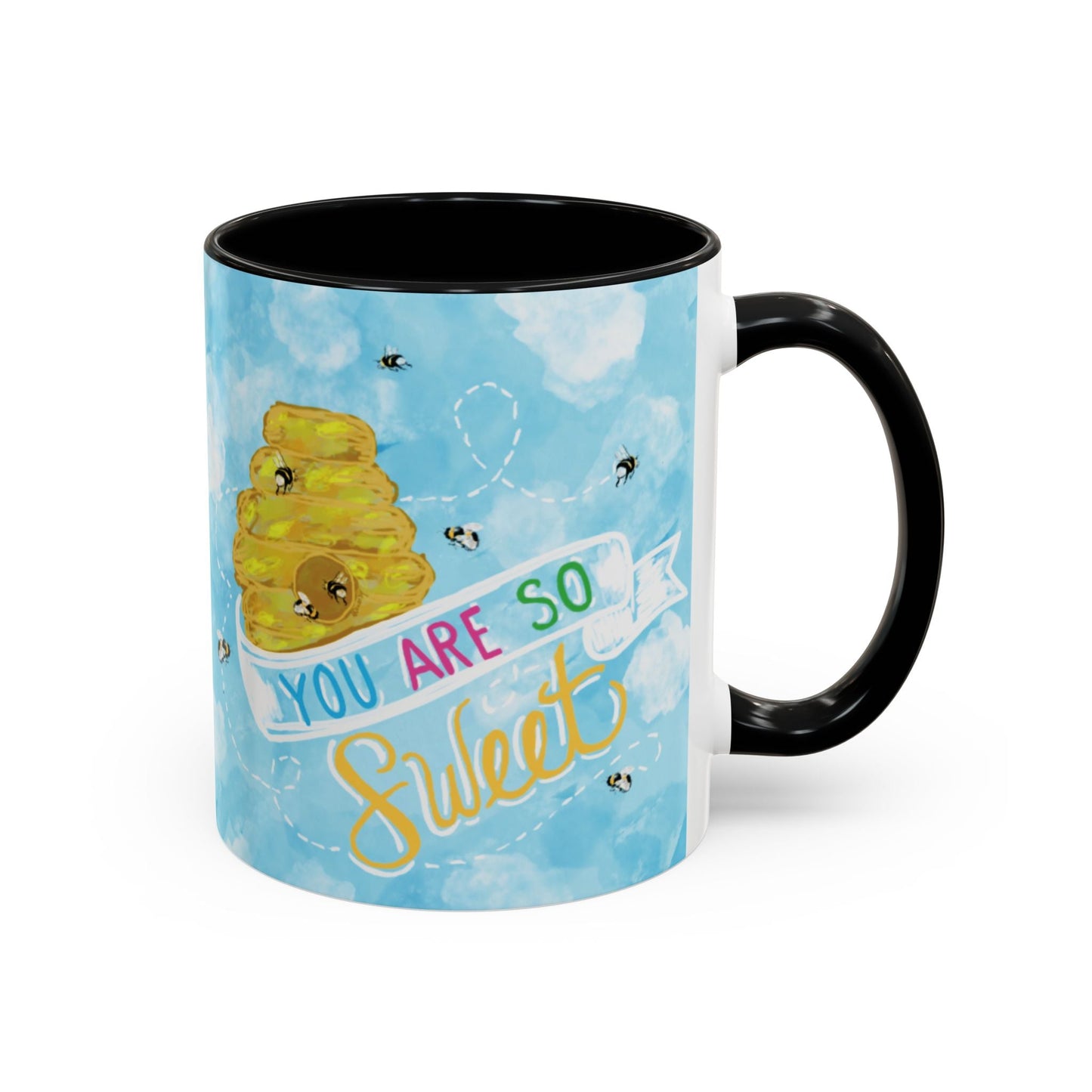 You Are So Sweet Bee Two Tone Ceramic Mug - 11 oz & 15 oz - Blue Cava