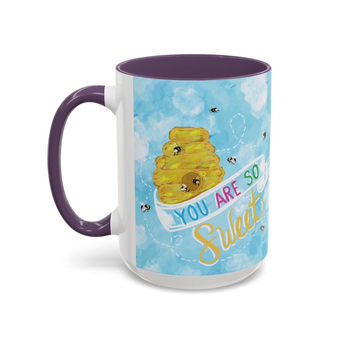 You Are So Sweet Bee Two Tone Ceramic Mug - 11 oz & 15 oz - Blue Cava