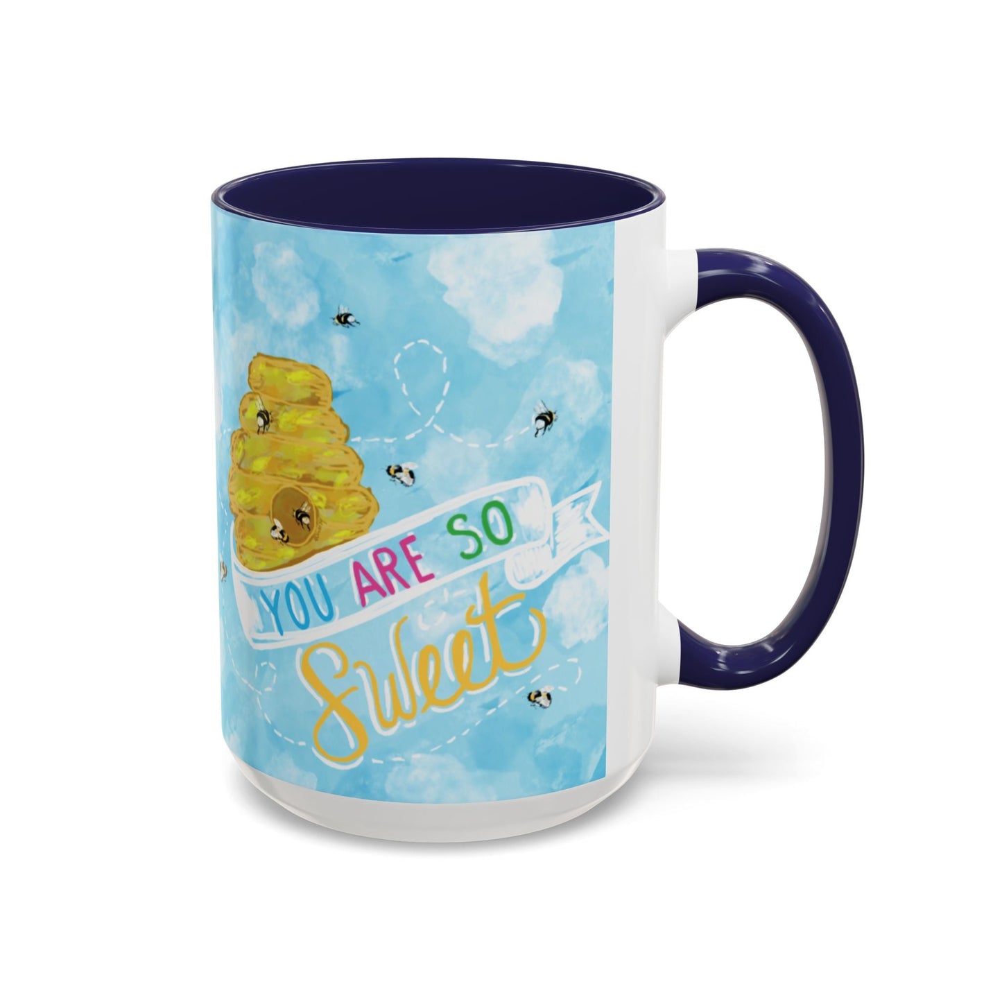You Are So Sweet Bee Two Tone Ceramic Mug - 11 oz & 15 oz - Blue Cava