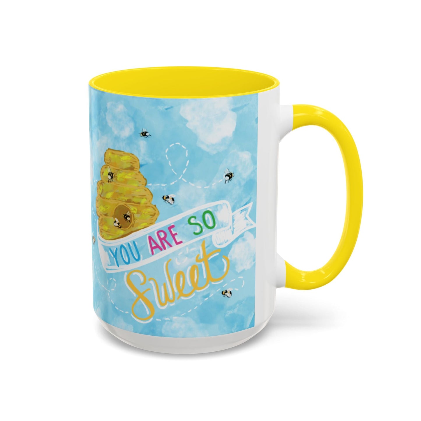 You Are So Sweet Bee Two Tone Ceramic Mug - 11 oz & 15 oz - Blue Cava