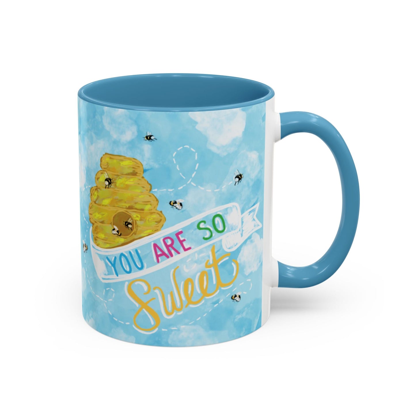 You Are So Sweet Bee Two Tone Ceramic Mug - 11 oz & 15 oz - Blue Cava