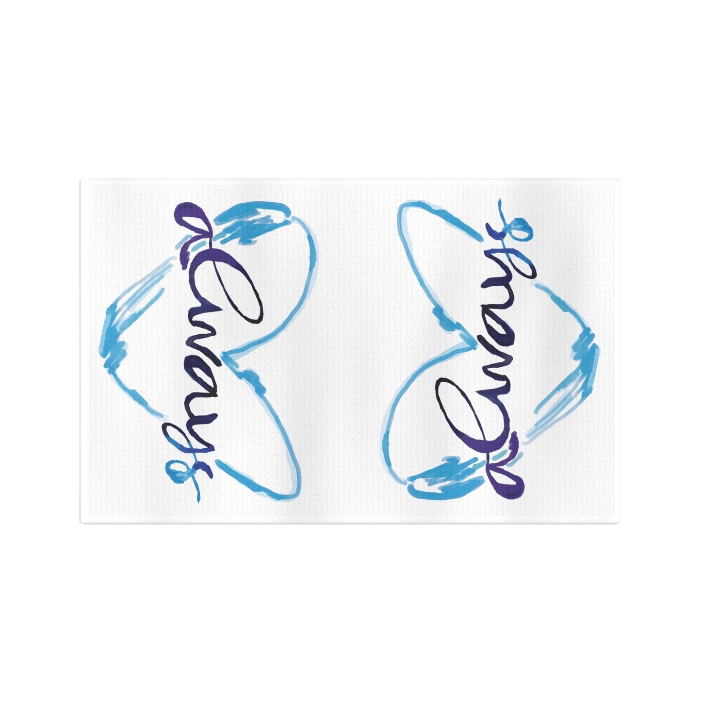 Always Watercolor Heart Microfiber Waffle Towel - Blue Cava