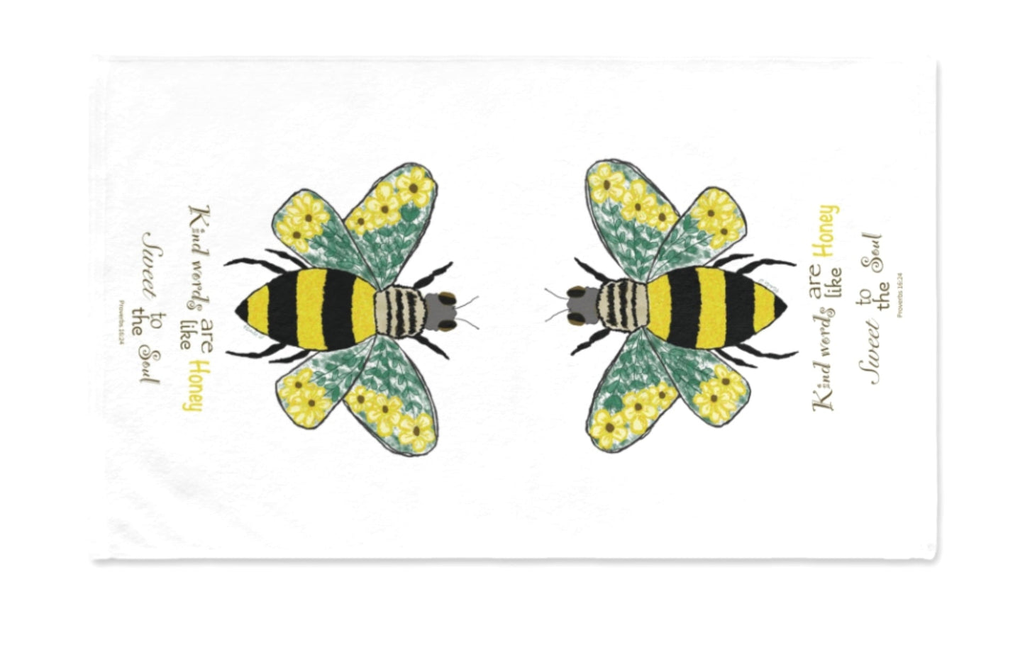 Bee Flower Hand Towel (Poly/Cotton) - Blue Cava