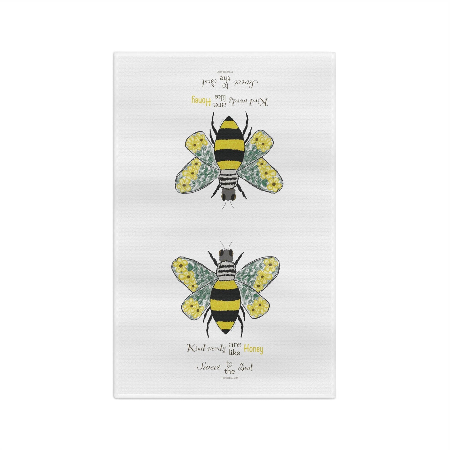 Bee Flower Microfiber Waffle Towel - Blue Cava