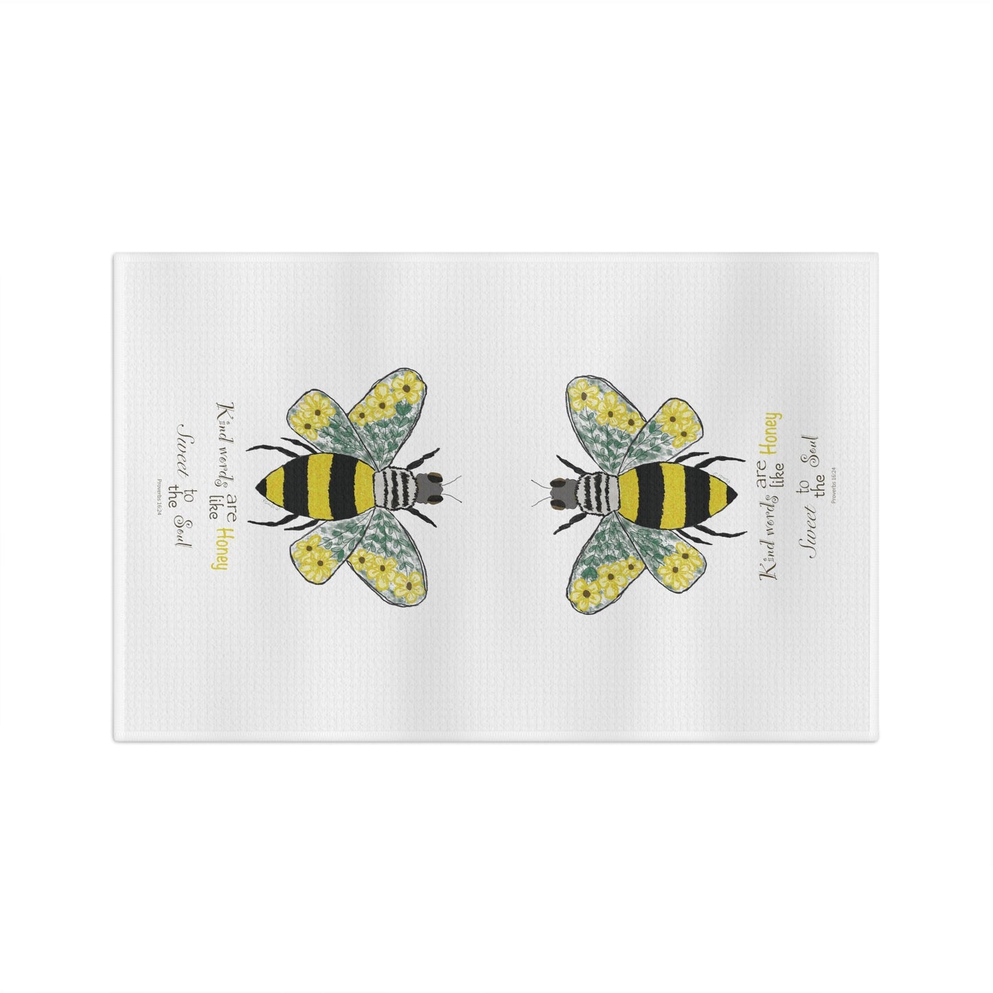 Bee Flower Microfiber Waffle Towel - Blue Cava