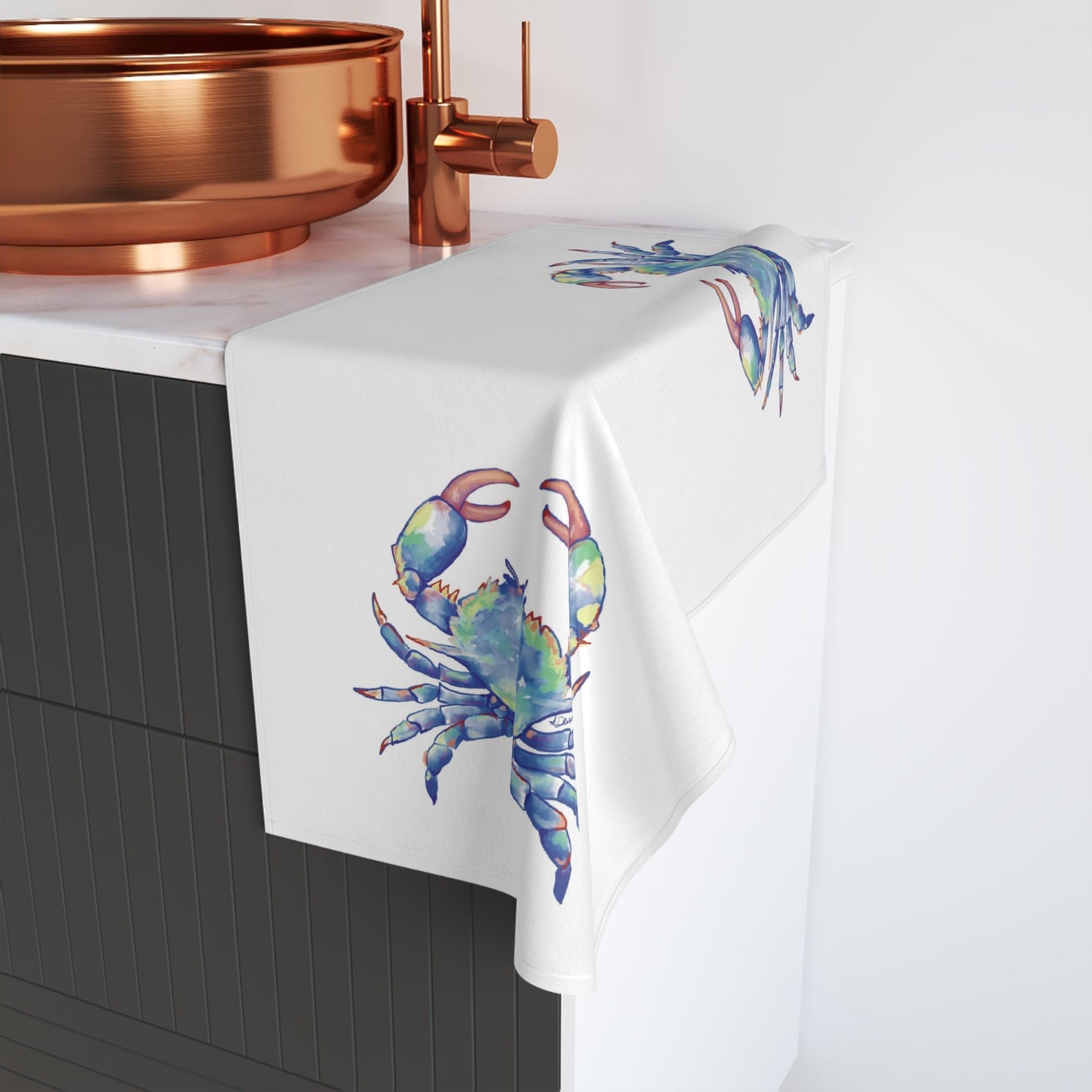 Blue Crab Hand Towel (Poly/Cotton) - Blue Cava