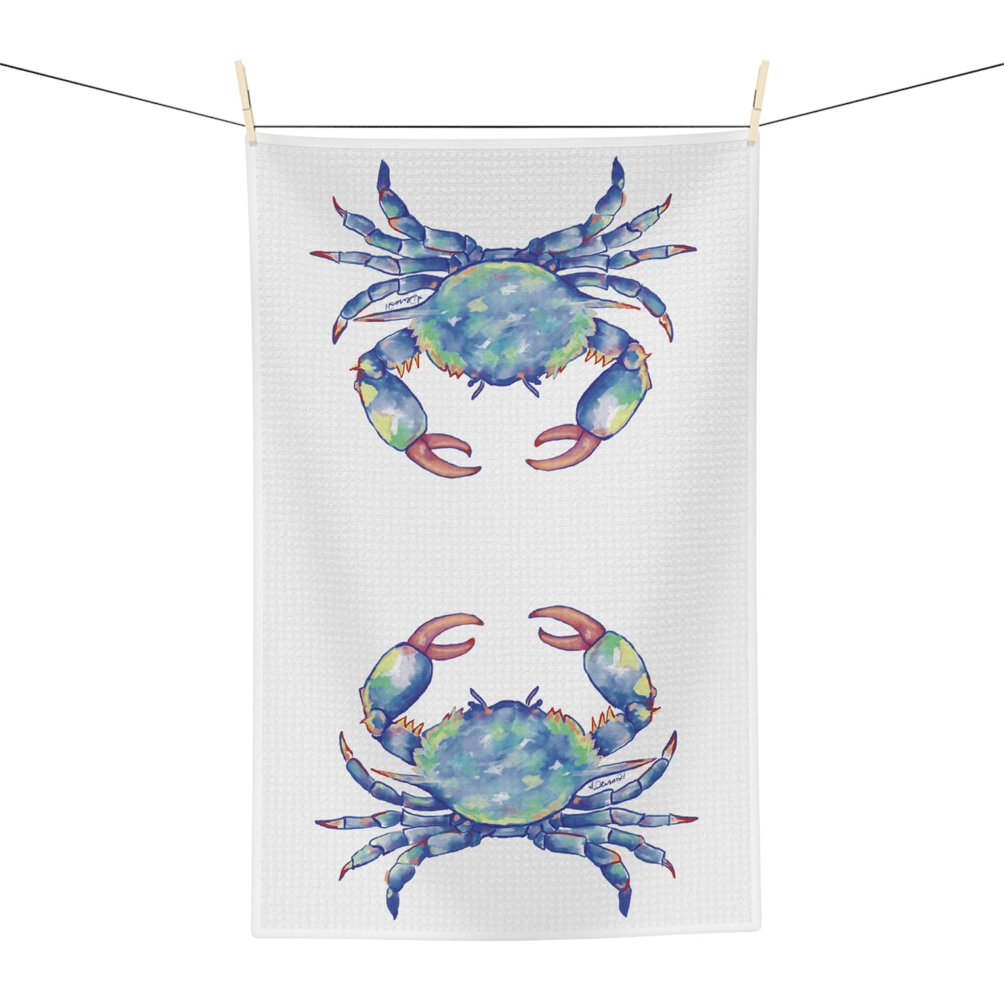 Blue Crab Microfiber Waffle Towel - Blue Cava