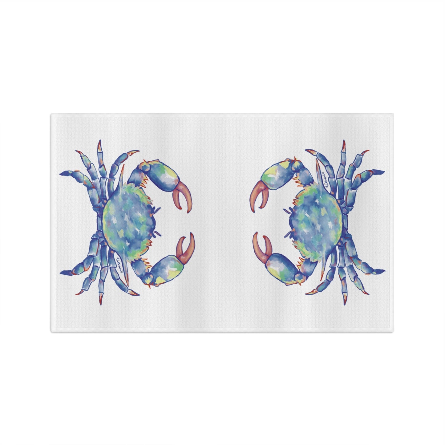 Blue Crab Microfiber Waffle Towel - Blue Cava