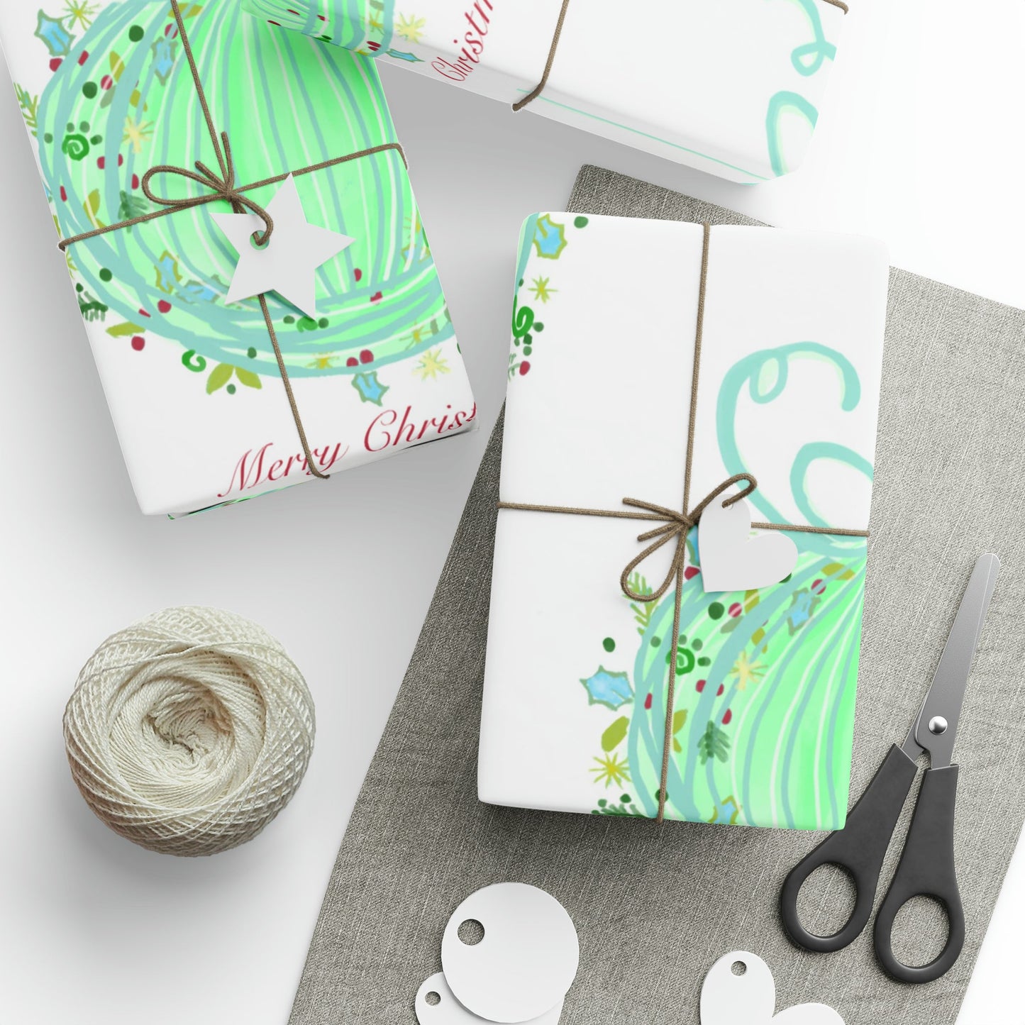 Christmas ball Wrapping Papers - Blue Cava
