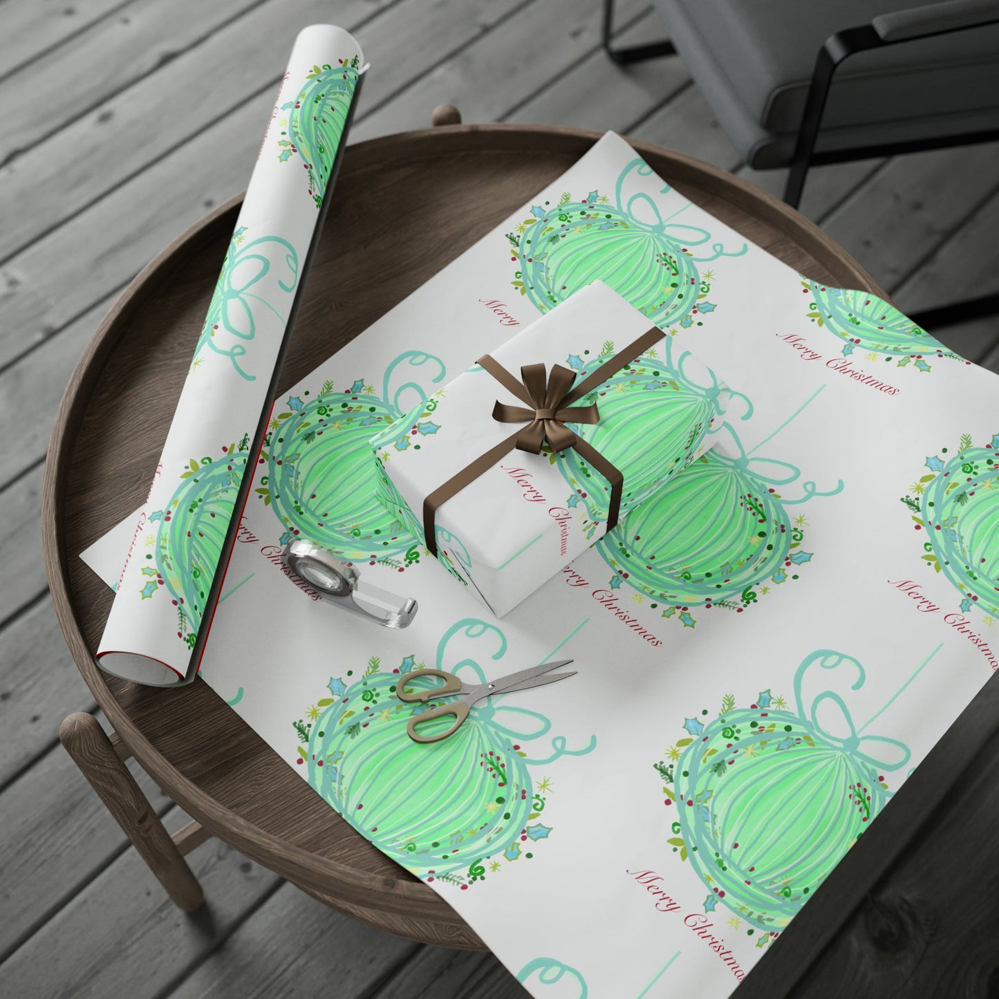 Christmas ball Wrapping Papers - Blue Cava