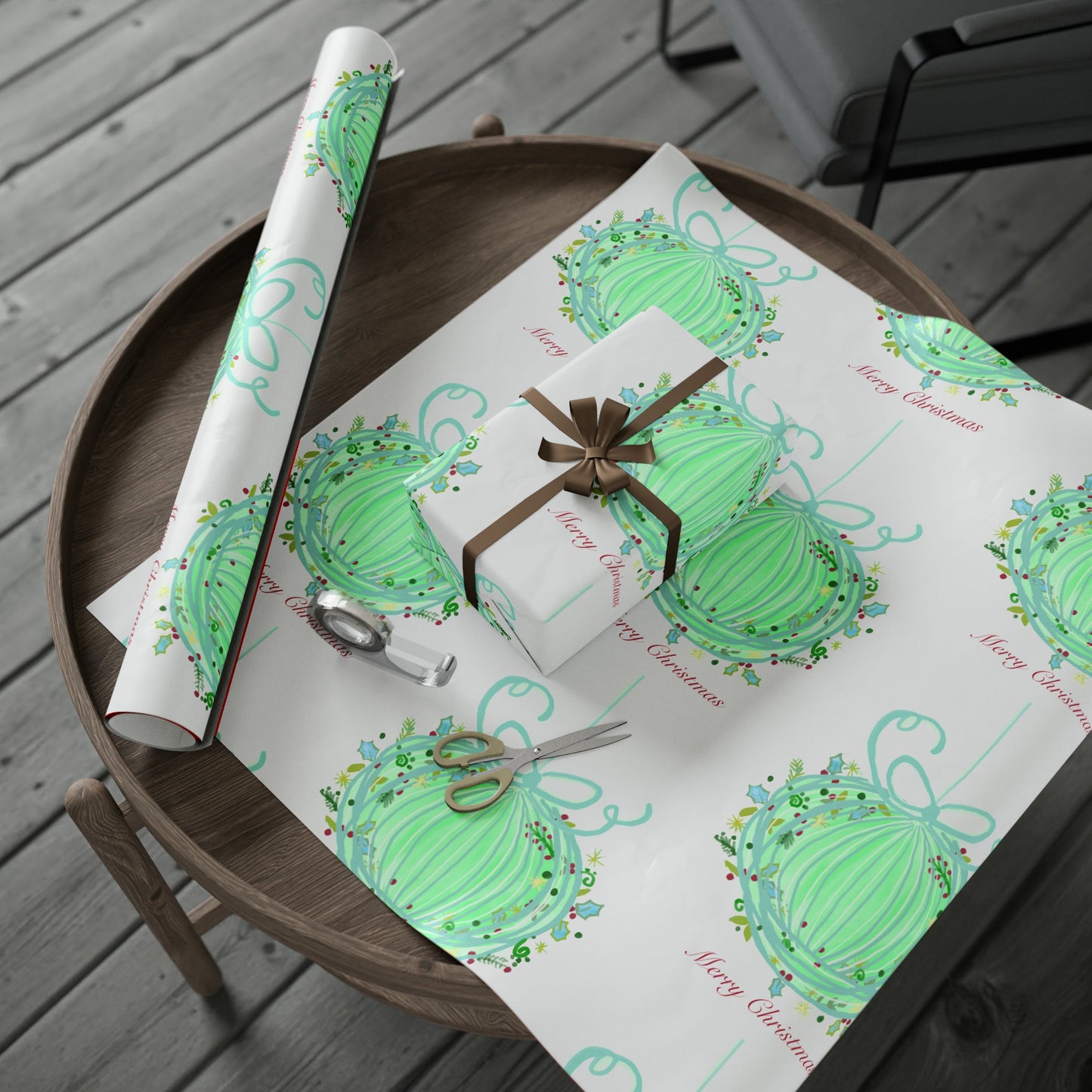 Christmas ball Wrapping Papers - Blue Cava