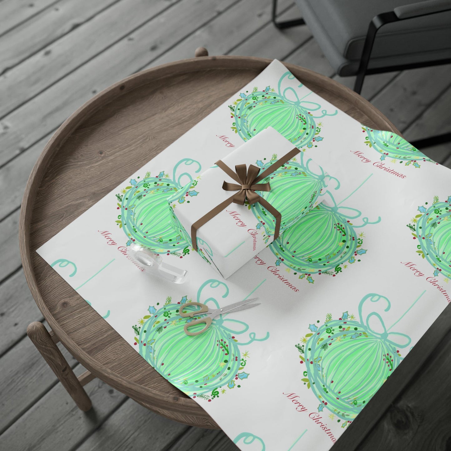 Christmas ball Wrapping Papers - Blue Cava