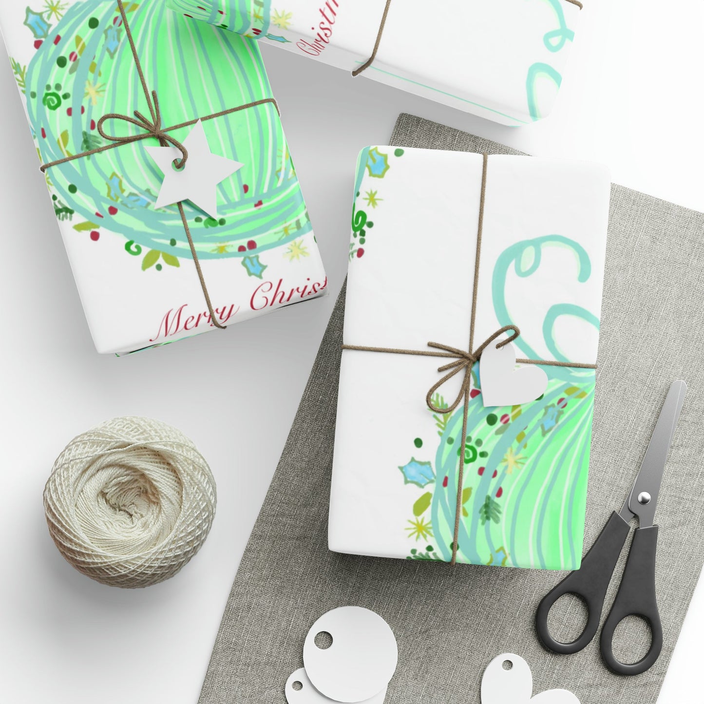 Christmas ball Wrapping Papers - Blue Cava