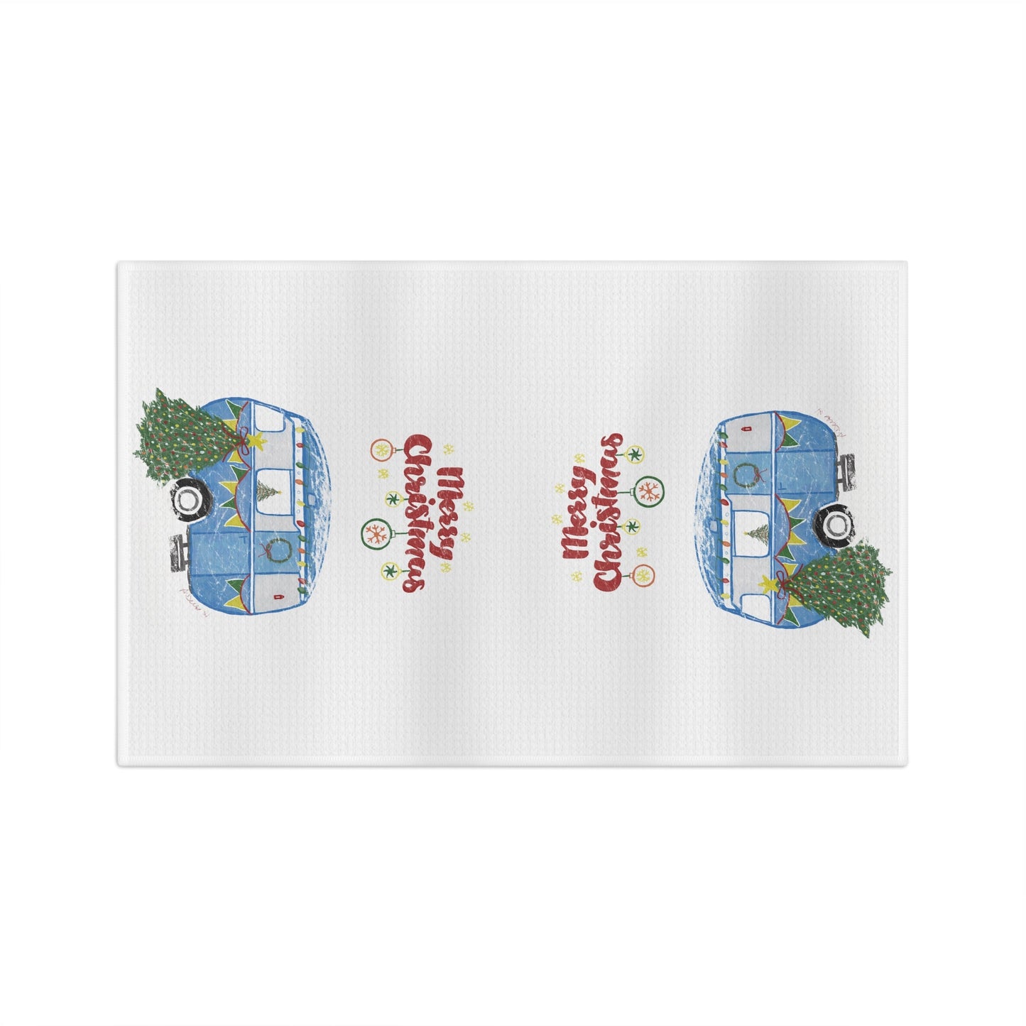 Christmas Camper Microfiber Waffle Towel - Blue Cava