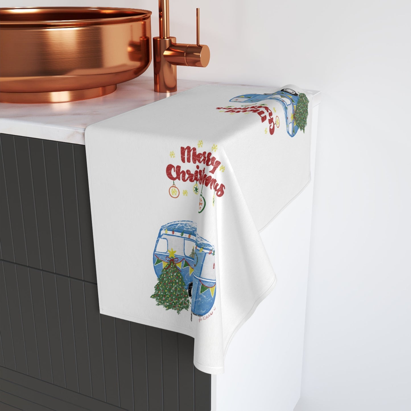 Christmas Camper Towel (Poly/Cotton) - Blue Cava