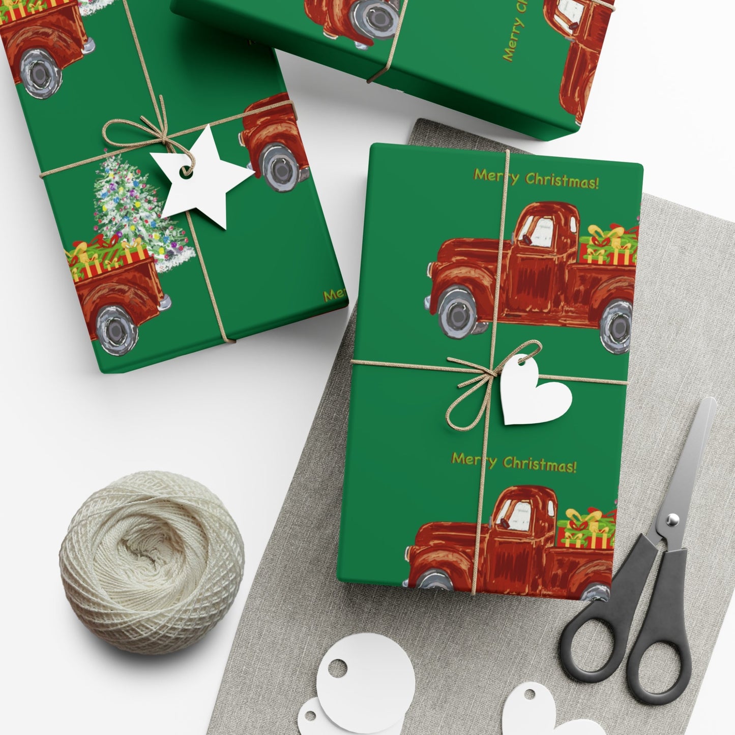 Christmas Truck Gift Wrapping Paper - Blue Cava