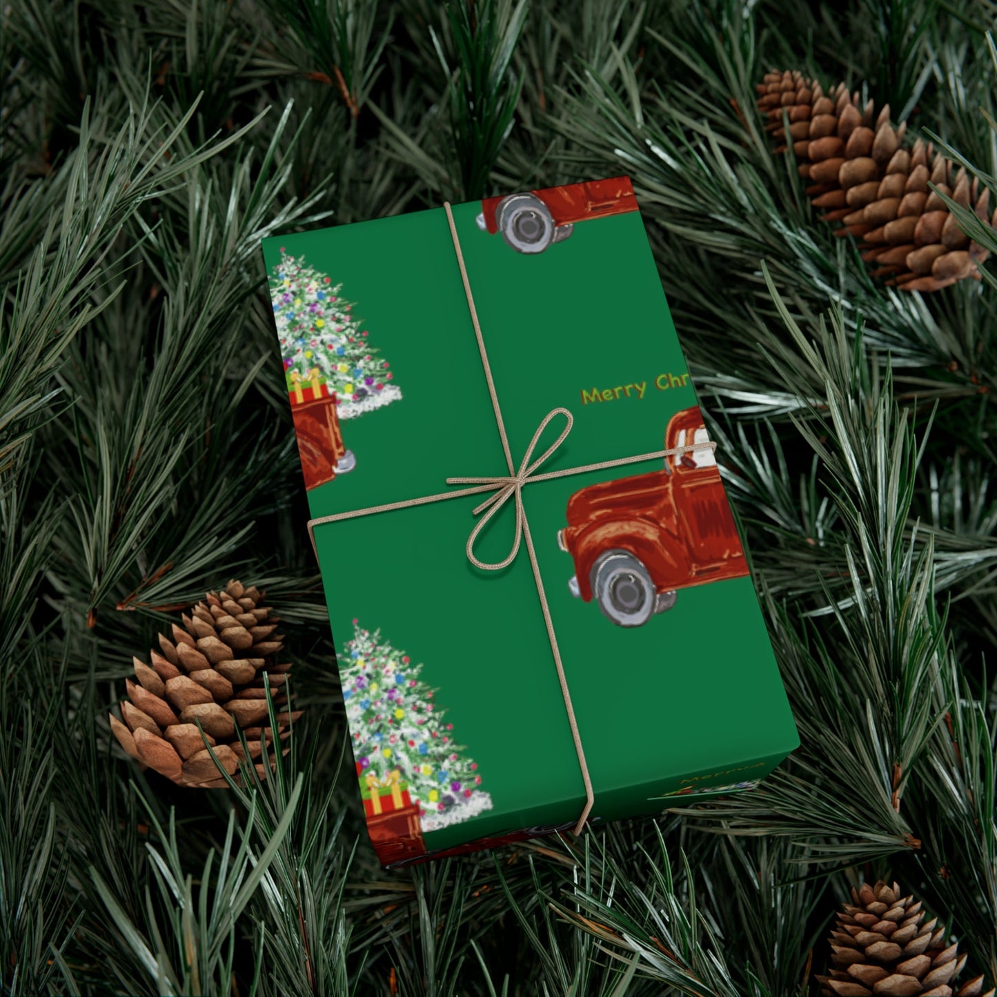 Christmas Truck Gift Wrapping Paper - Blue Cava