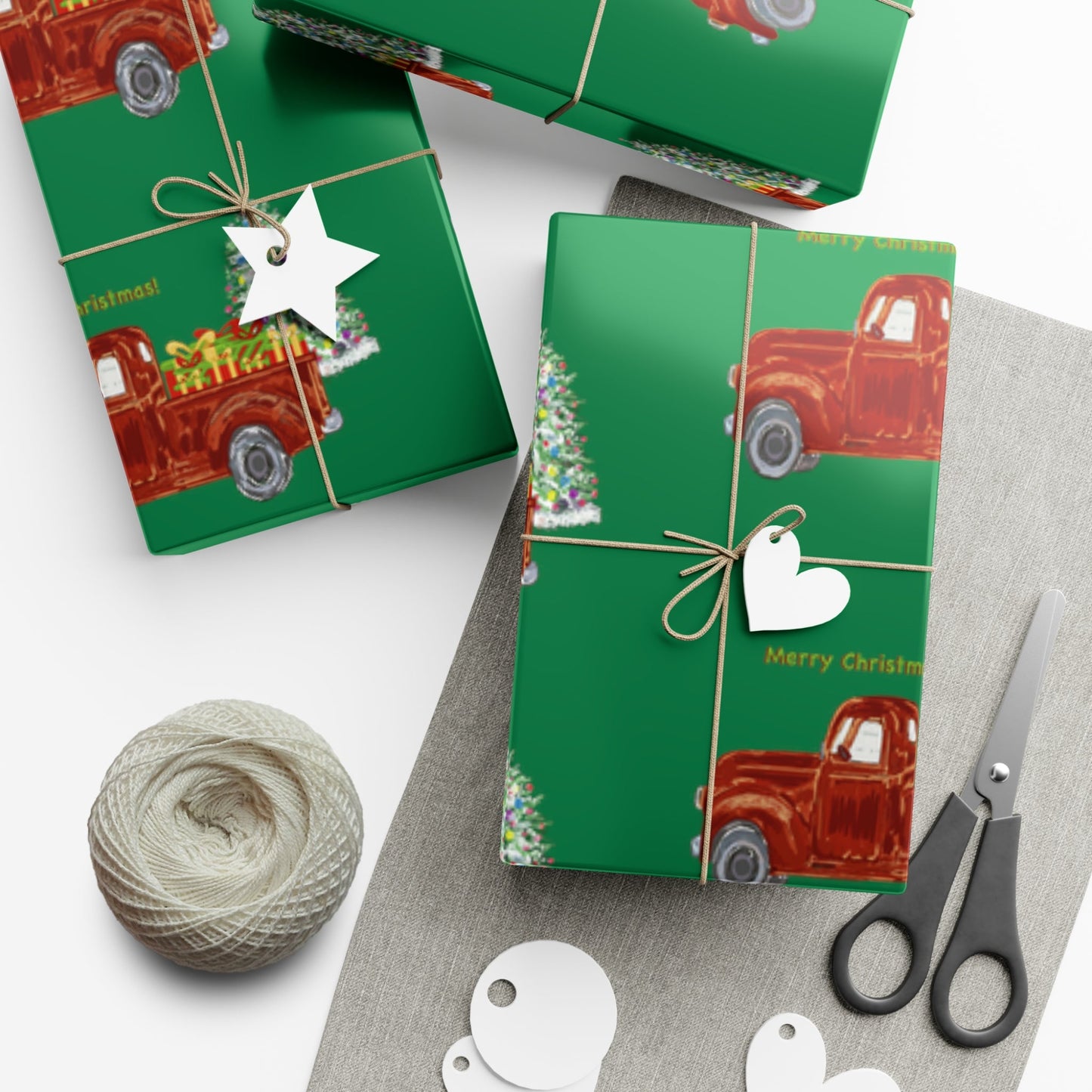 Christmas Truck Gift Wrapping Paper - Blue Cava