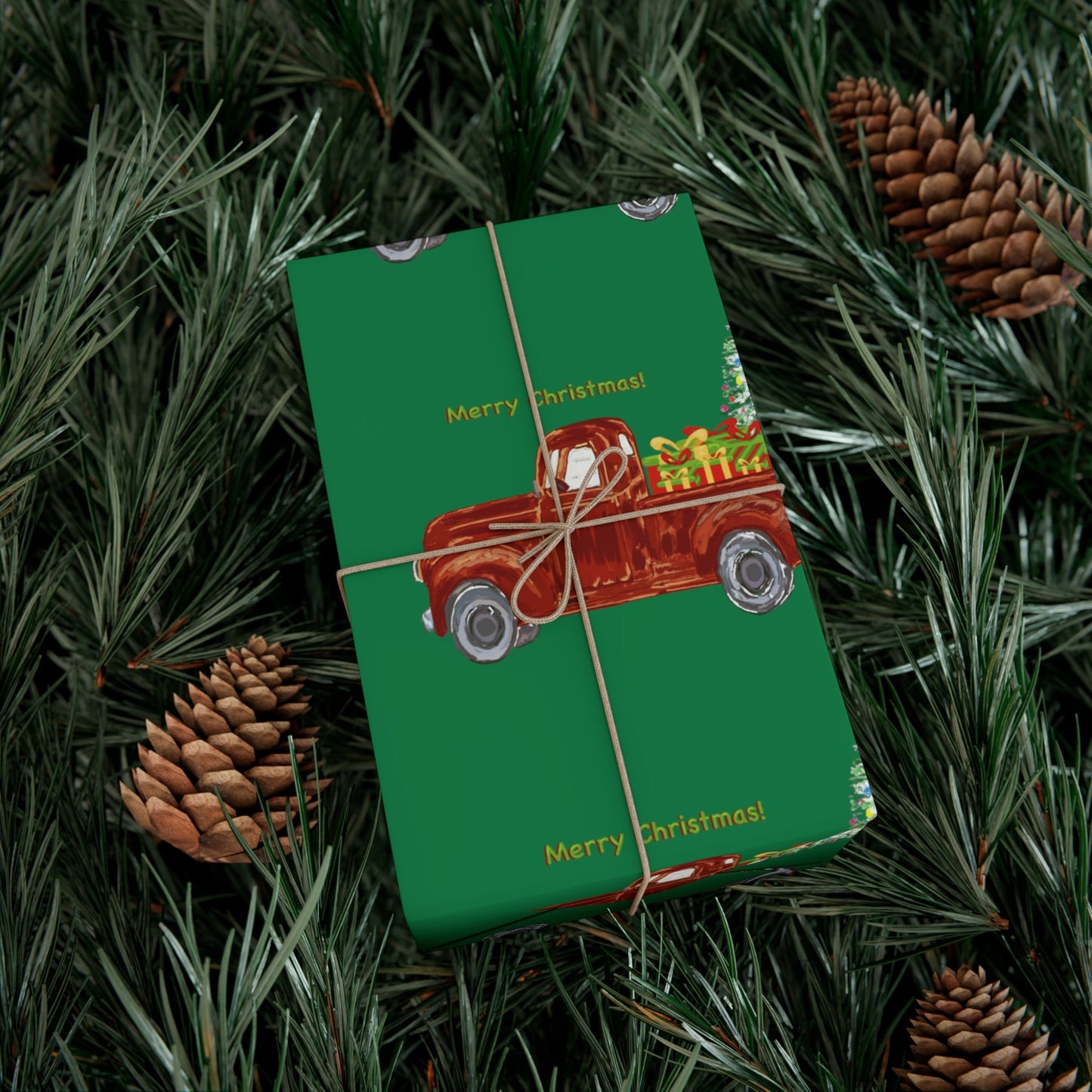 Christmas Truck Gift Wrapping Paper - Blue Cava