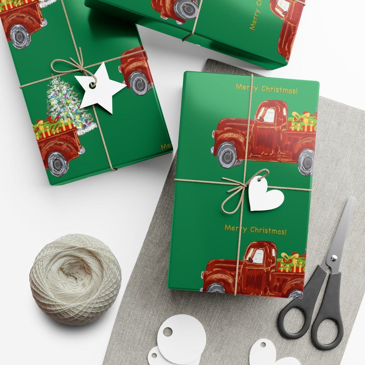 Christmas Truck Gift Wrapping Paper - Blue Cava